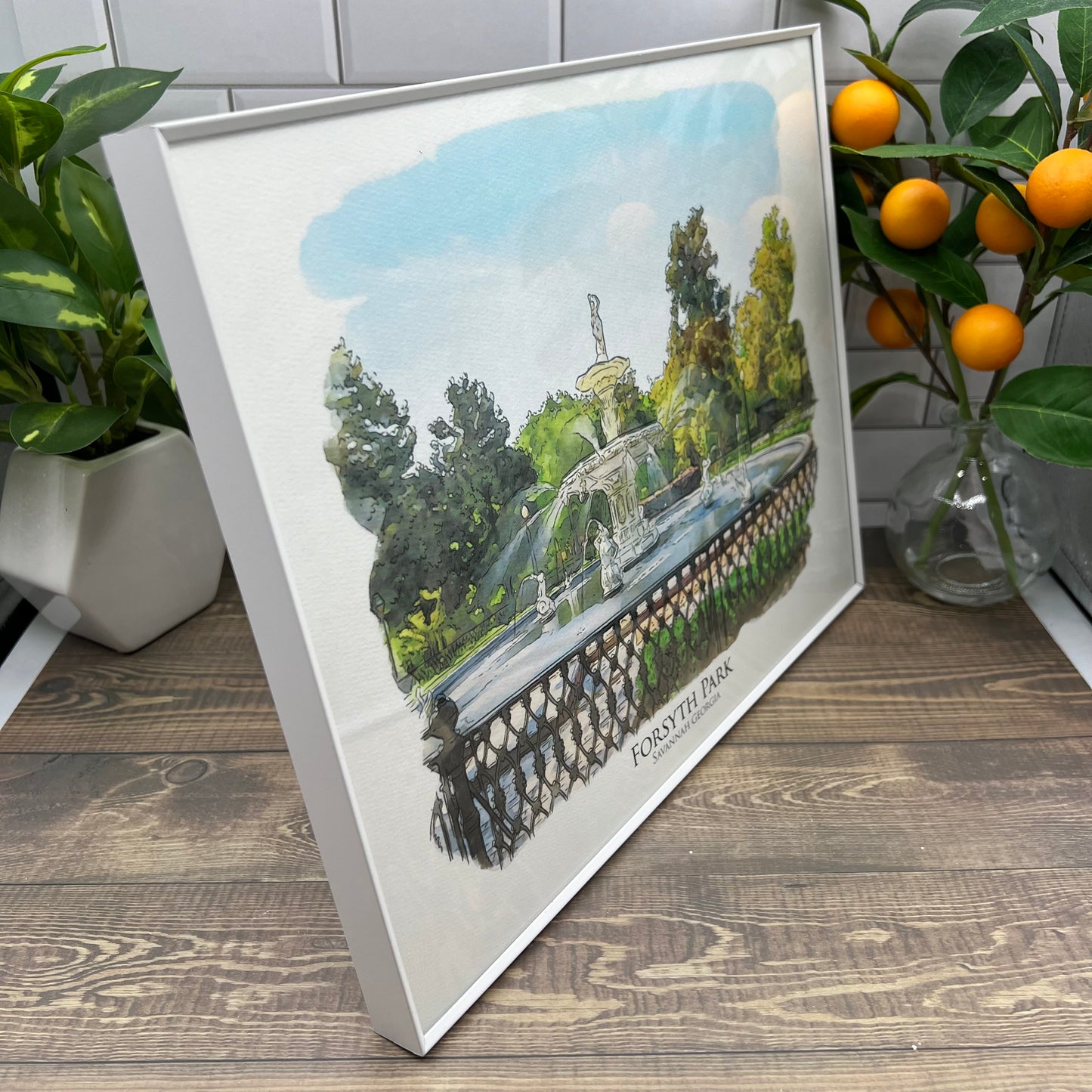 Forsyth Park Fountain Savannah Georgia watercolor painting Giclée Art print (Framed or Unframed)