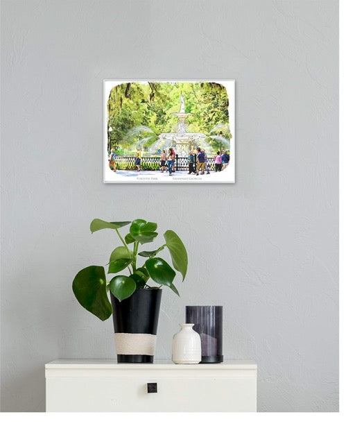 Forsyth Park Fountain Savannah Georgia watercolor painting Giclée Art print (Framed or Unframed)