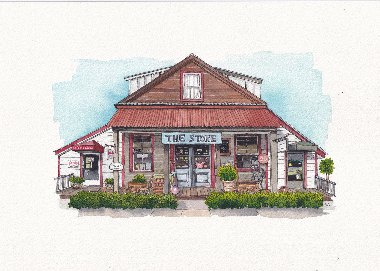 The Store Calhoun Street Bluffton South Carolina framed watercolor painting print