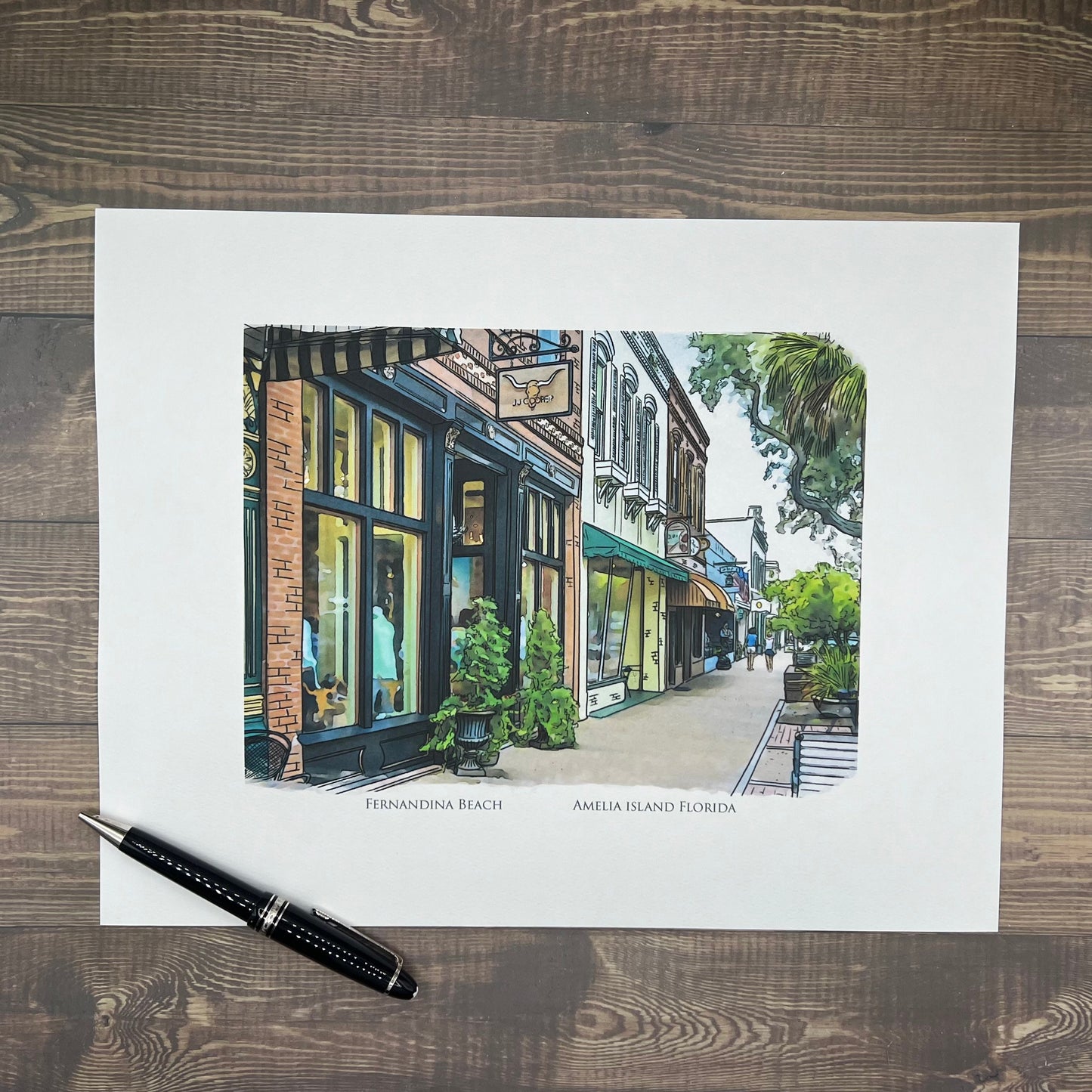 watercolor painting of Fernandina Beach Florida Amelia Island printed on a 40 ounce double insulated tumbler