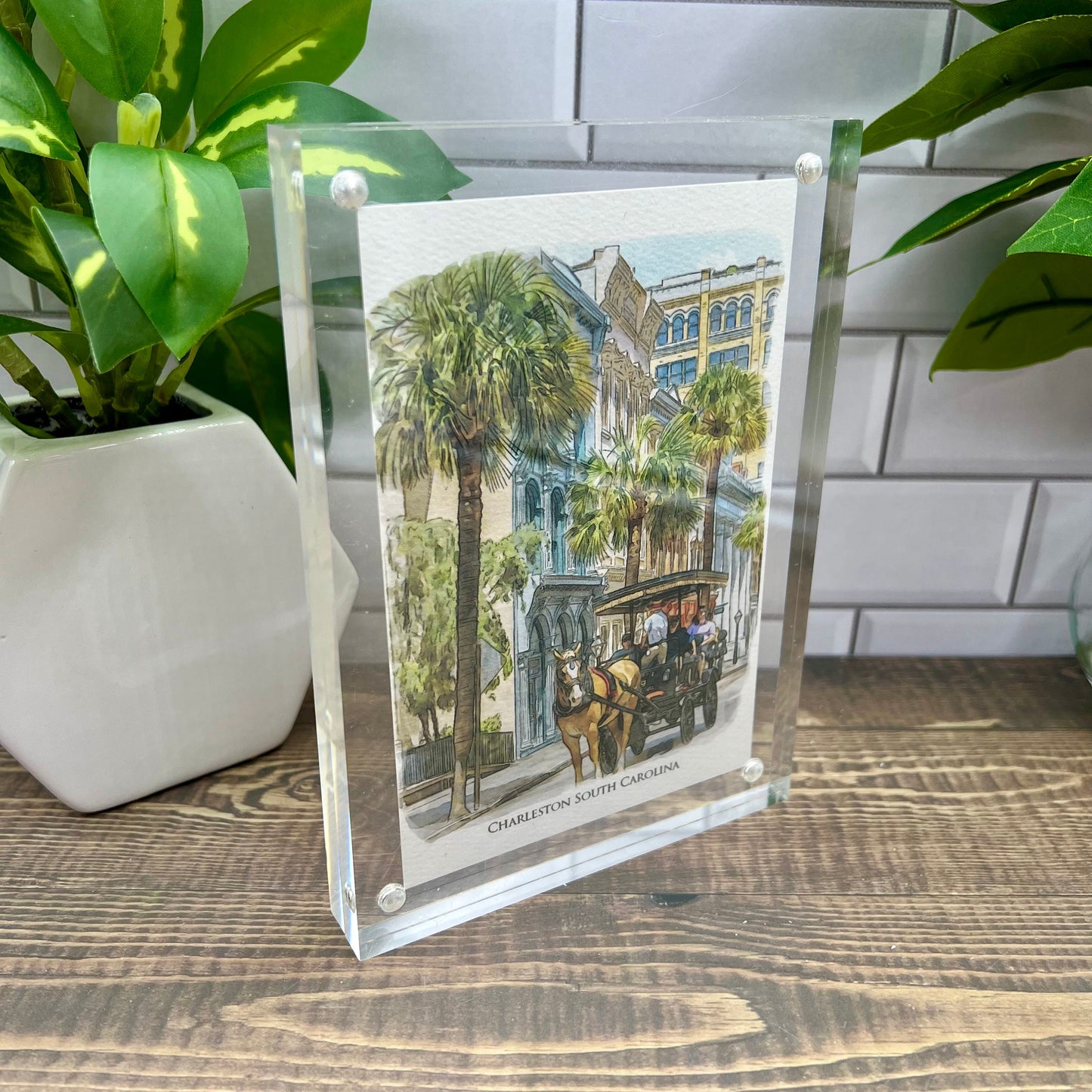 Charleston Carriage Tour South Carolina watercolor painting Giclee Fine Art Print (Framed or Unframed)