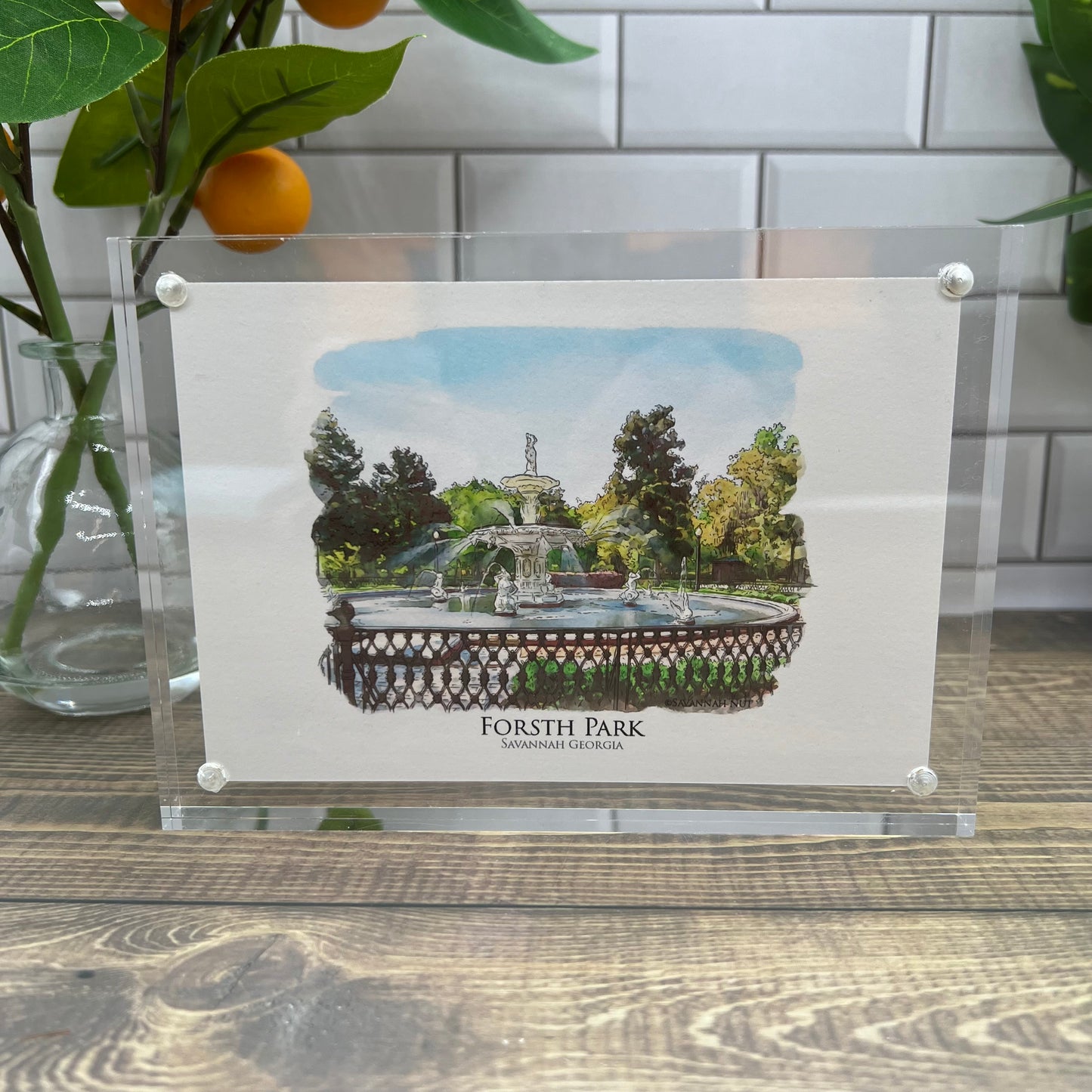 Forsyth Park Fountain Savannah Georgia watercolor painting Giclée Art print (Framed or Unframed)