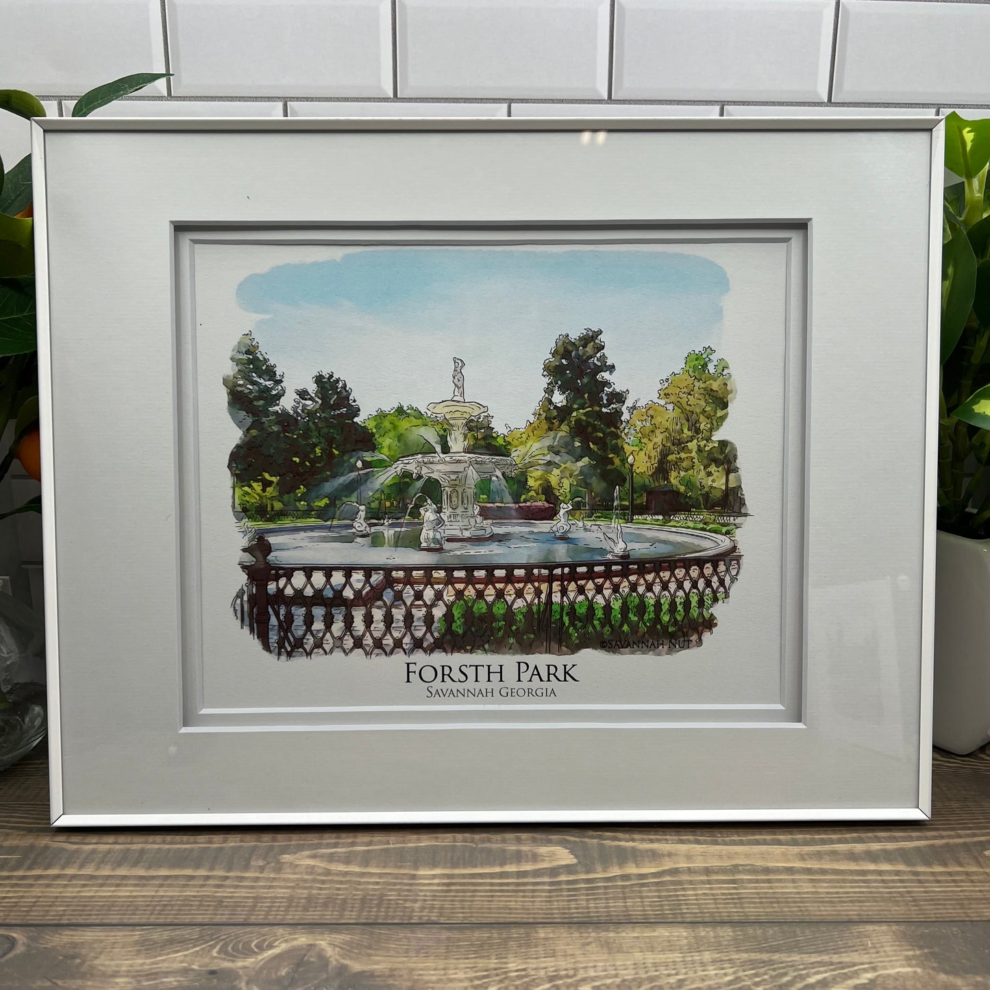 Forsyth Park Fountain Savannah Georgia watercolor painting Giclée Art print (Framed or Unframed)
