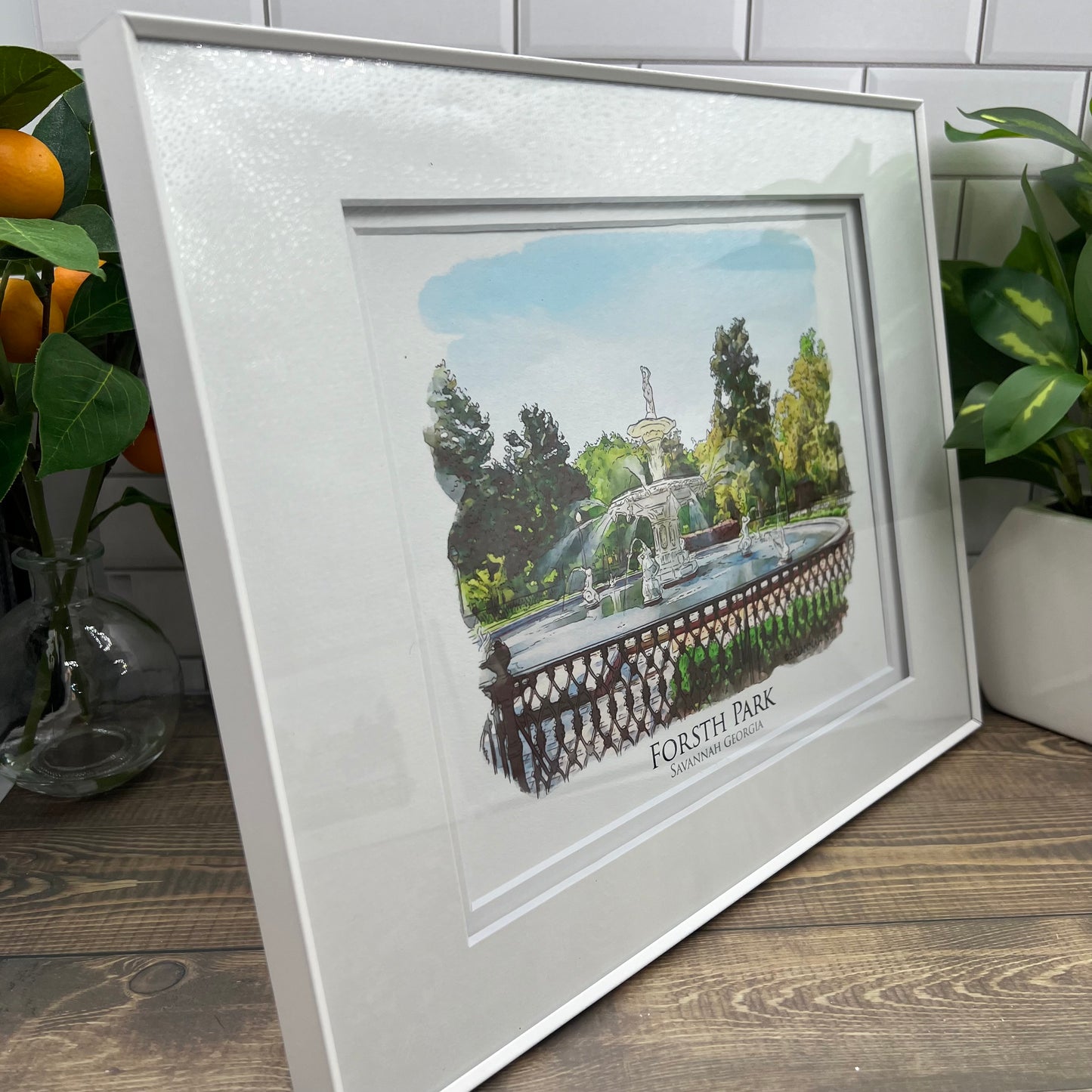 Forsyth Park Fountain Savannah Georgia watercolor painting Giclée Art print (Framed or Unframed)