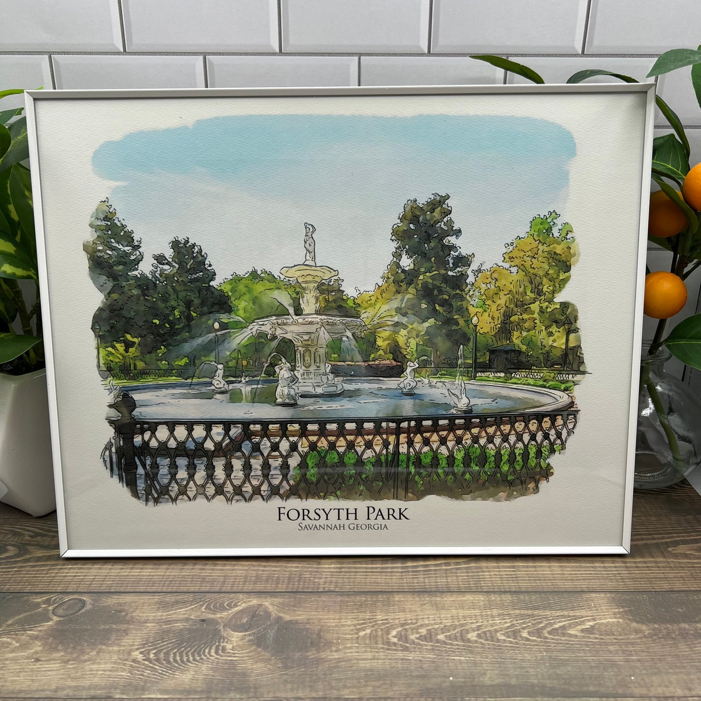 Forsyth Park Fountain Savannah Georgia watercolor painting Giclée Art print (Framed or Unframed)