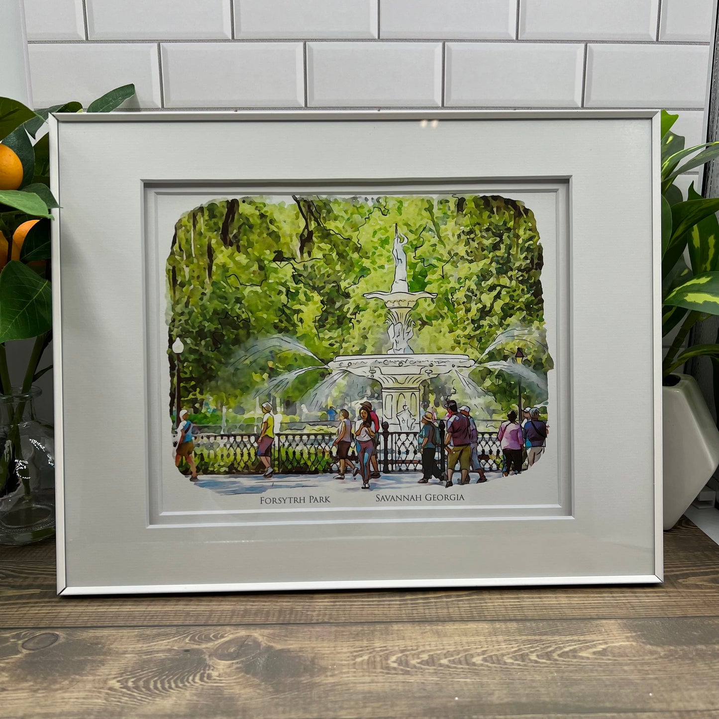 Forsyth Park Fountain Savannah Georgia watercolor painting Giclée Art print (Framed or Unframed)