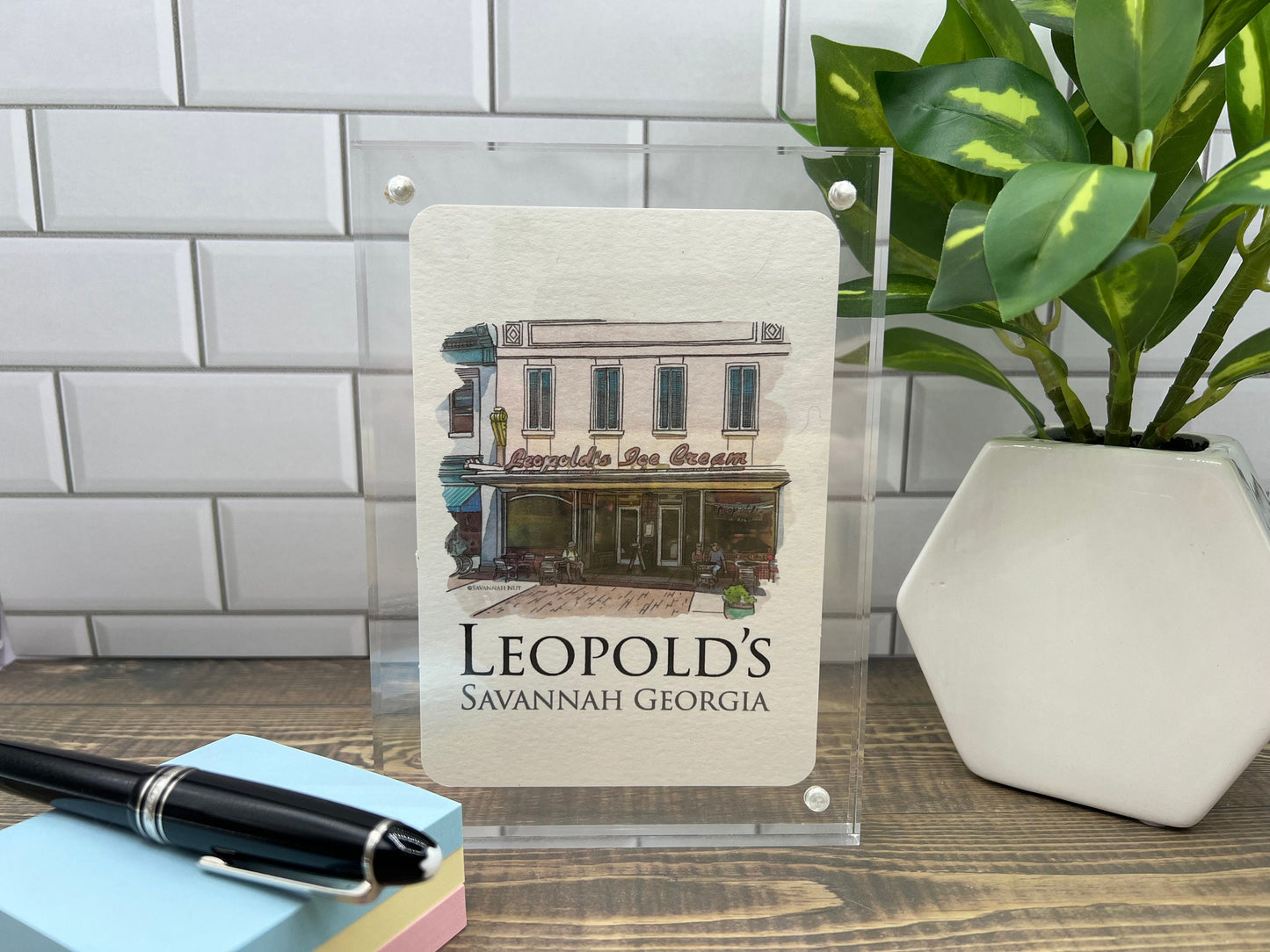 Leopolds Ice Cream Savannah Georgia framed watercolor painting print