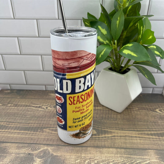 Old Bay (original watercolor painting) on a 30 ounce double insulated tumbler