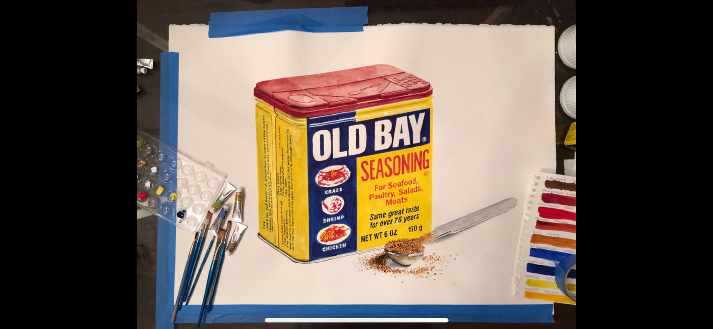 Old Bay & Blue Crab (original watercolor painting) on a 30 ounce double insulated tumbler