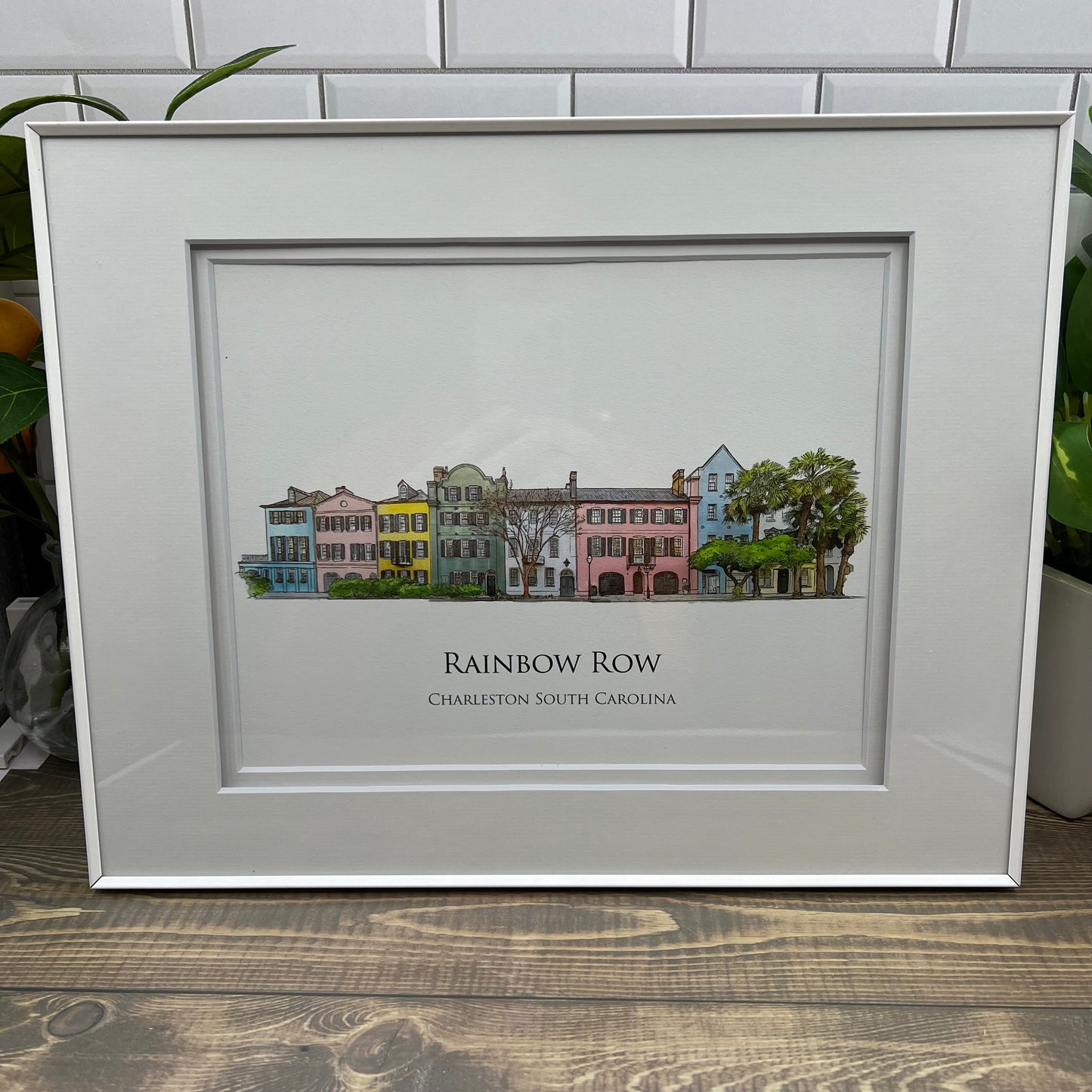 Rainbow Row Charleston South Carolina watercolor painting Giclee Fine Art Print (Framed or Unframed)