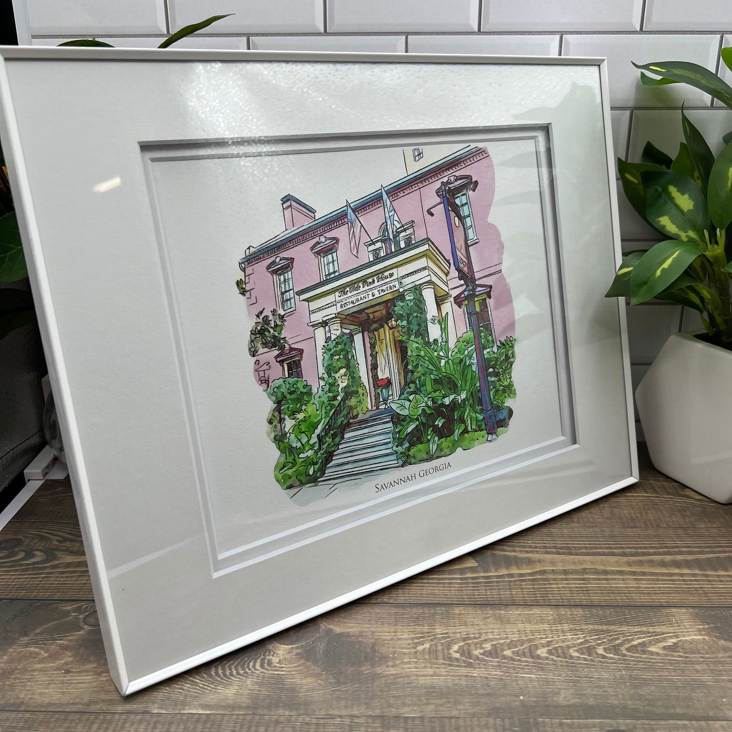 The Olde Pink House Savannah Georgia watercolor painting Giclee Fine Art Print (Framed or Unframed)