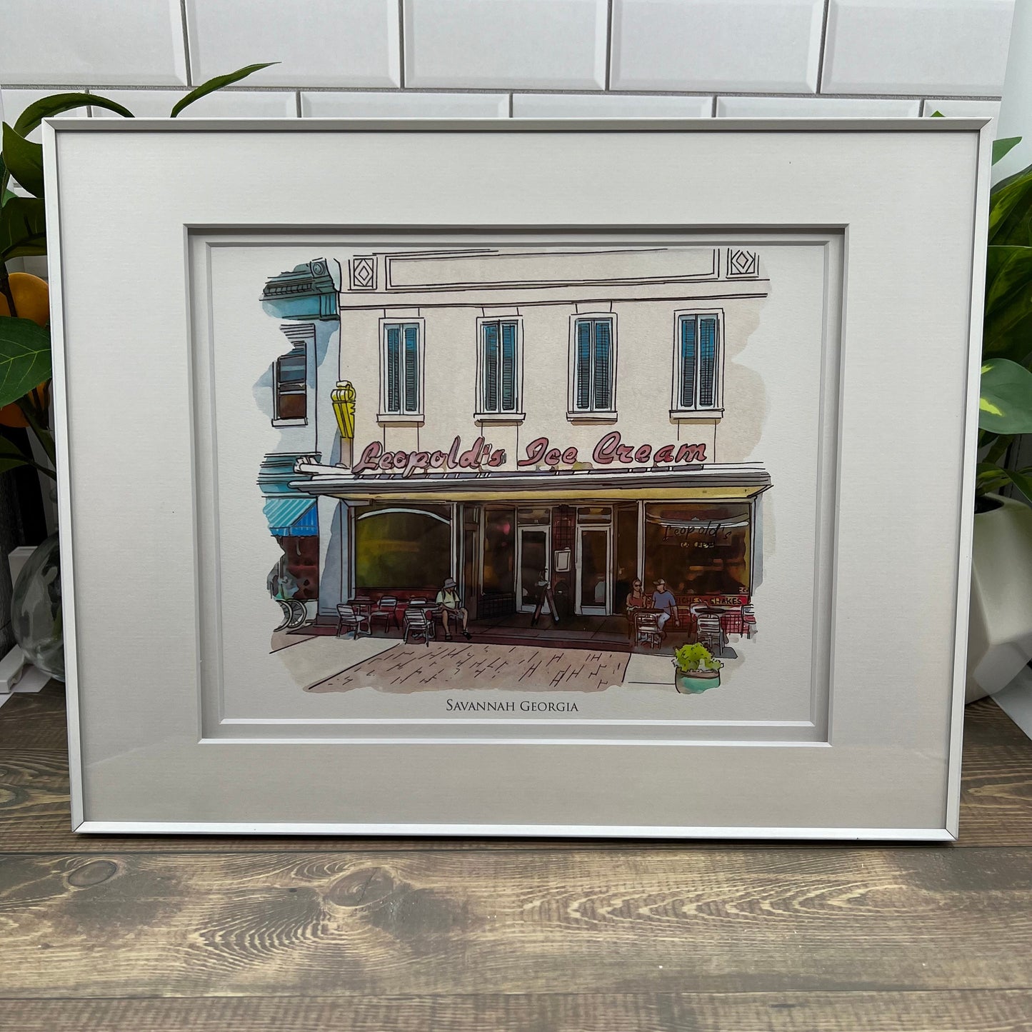 Leopolds Ice Cream Savannah Georgia watercolor painting Giclee Fine Art Print (Framed or Unframed)