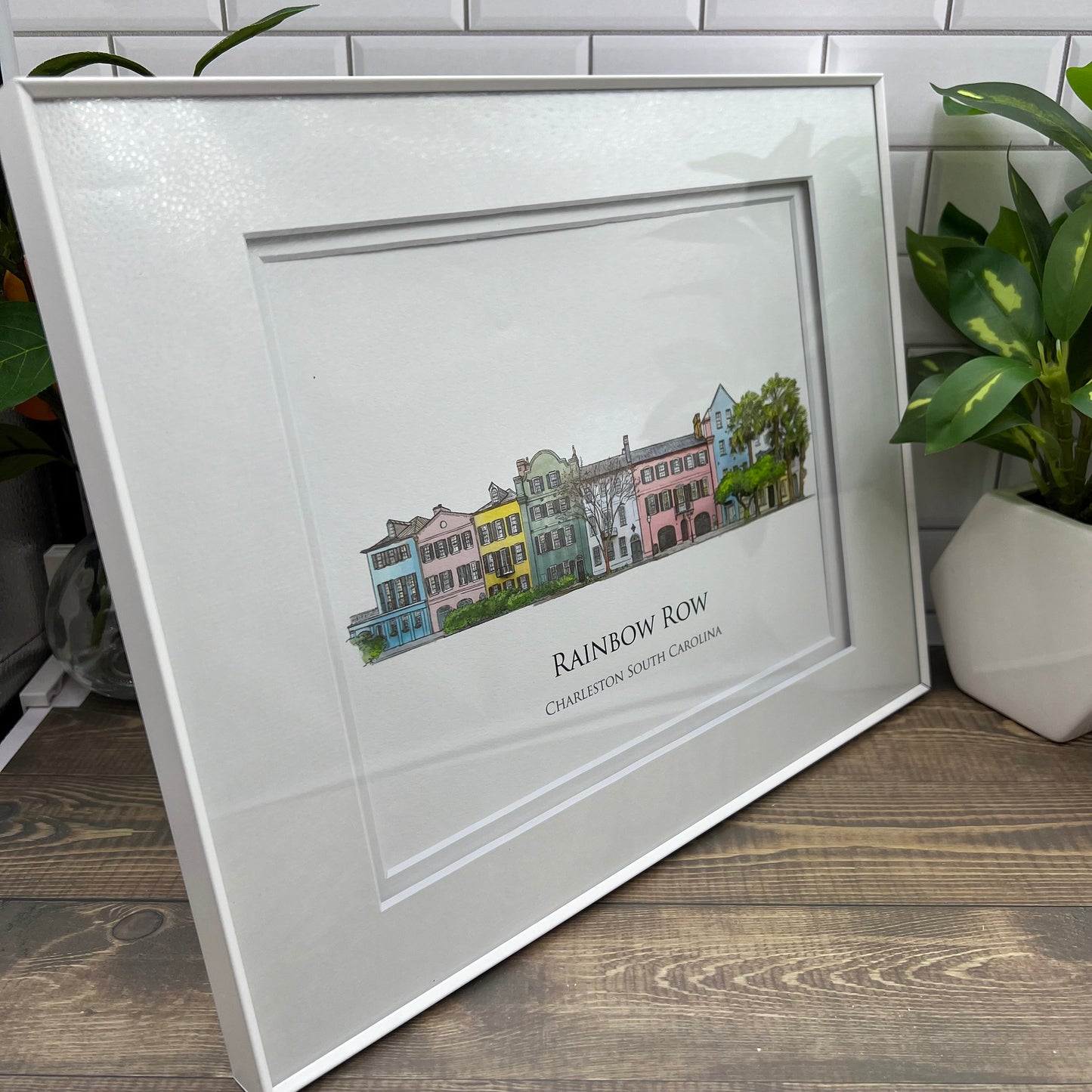 Rainbow Row Charleston South Carolina watercolor painting Giclee Fine Art Print (Framed or Unframed)