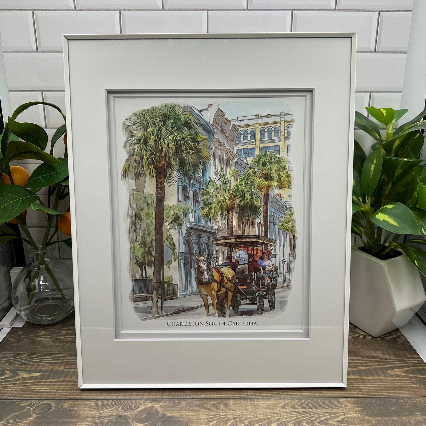 Carriage Tour Charleston South Carolina watercolor painting Giclee Fine Art Print (Framed or Unframed)