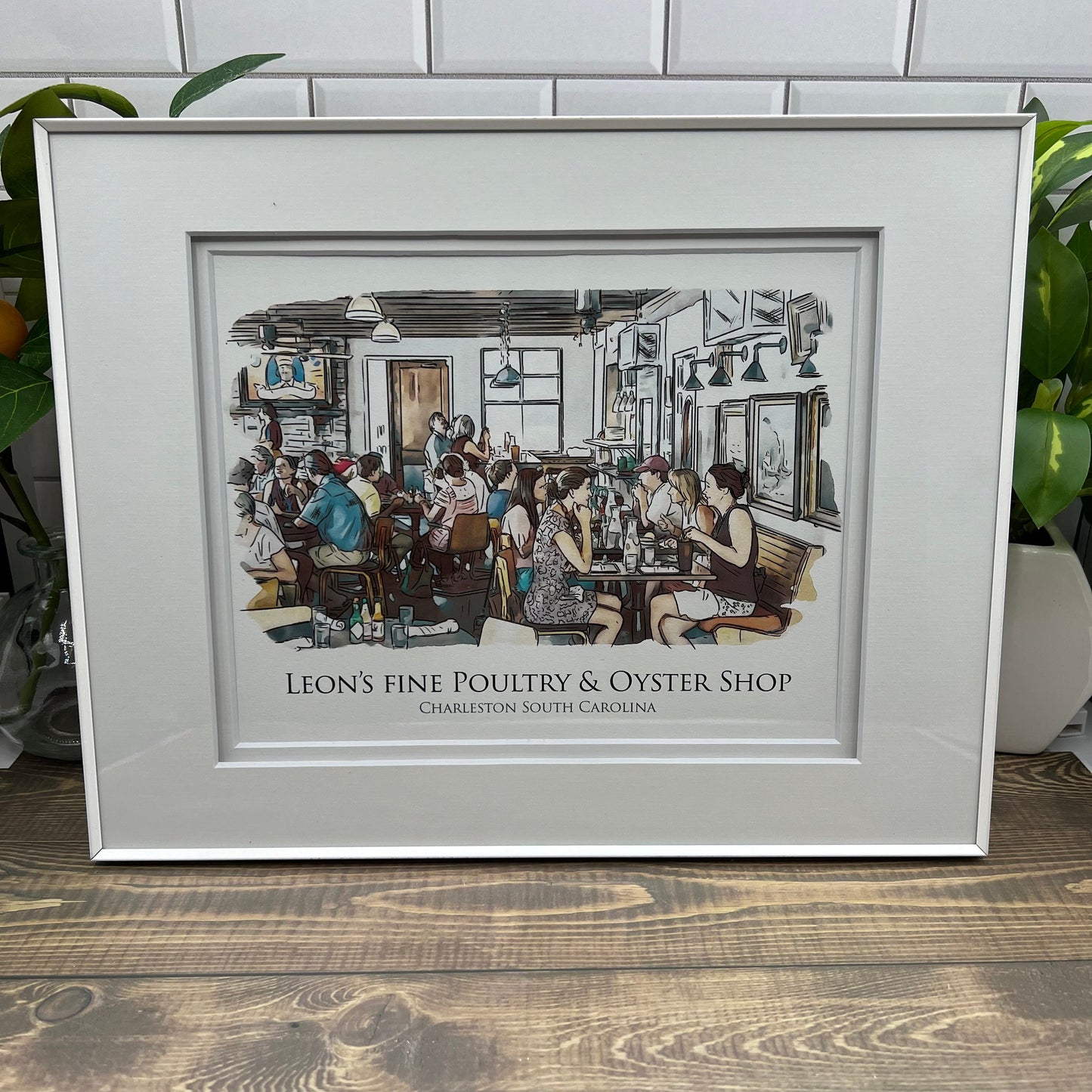 Leons Oyster Shop Charleston South Carolina watercolor painting Giclee Fine Art Print (Framed or Unframed)