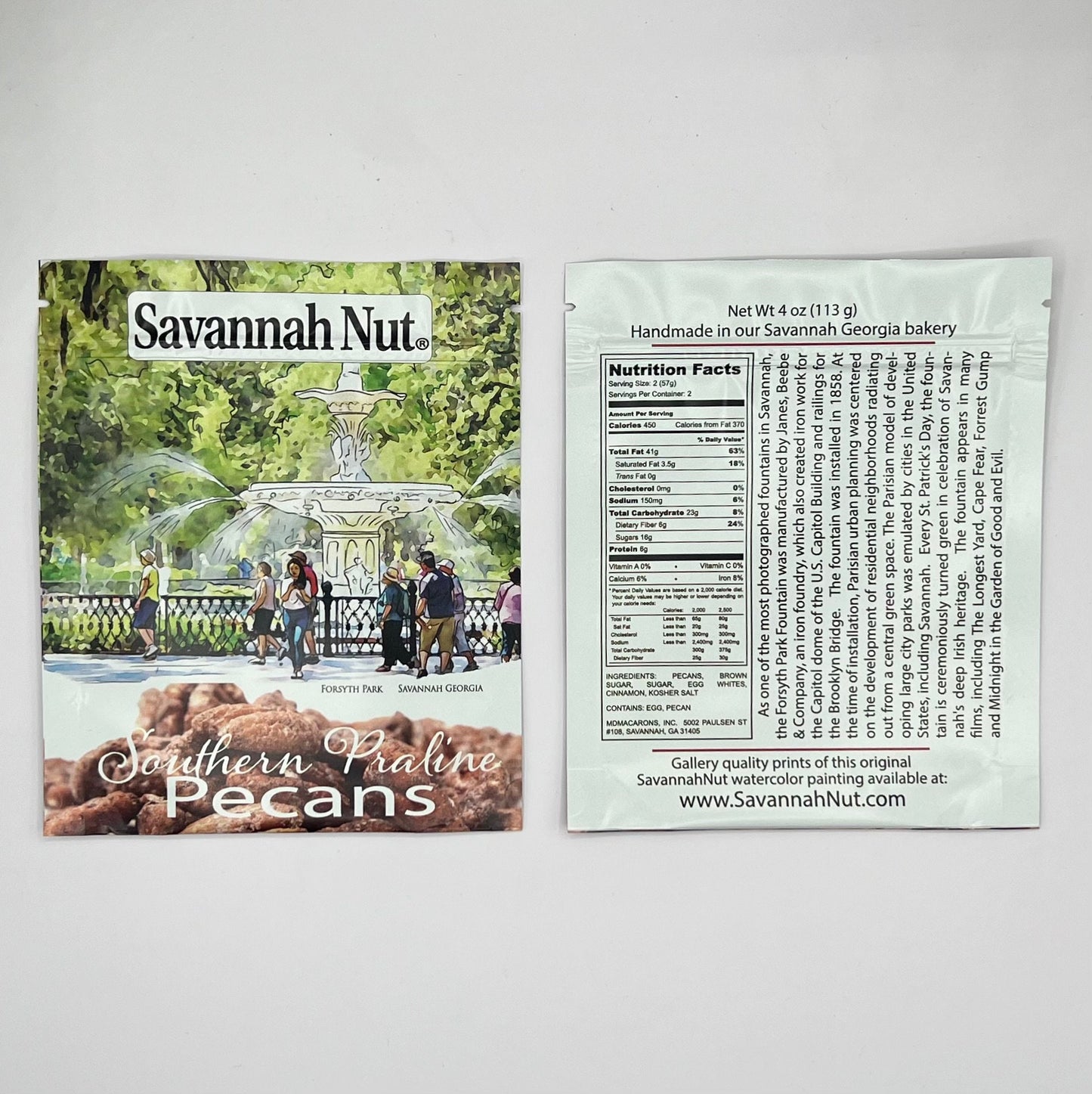 3 pack Savannah Nut Southern Praline Candied Pecans - Forsyth Park Savannah Georgia