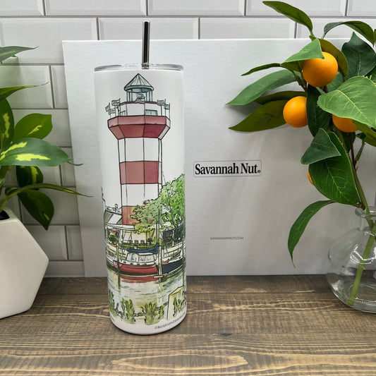 Habourtown lighthouse Hilton Head Island South Carolina printed on a 30 ounce double insulated tumbler