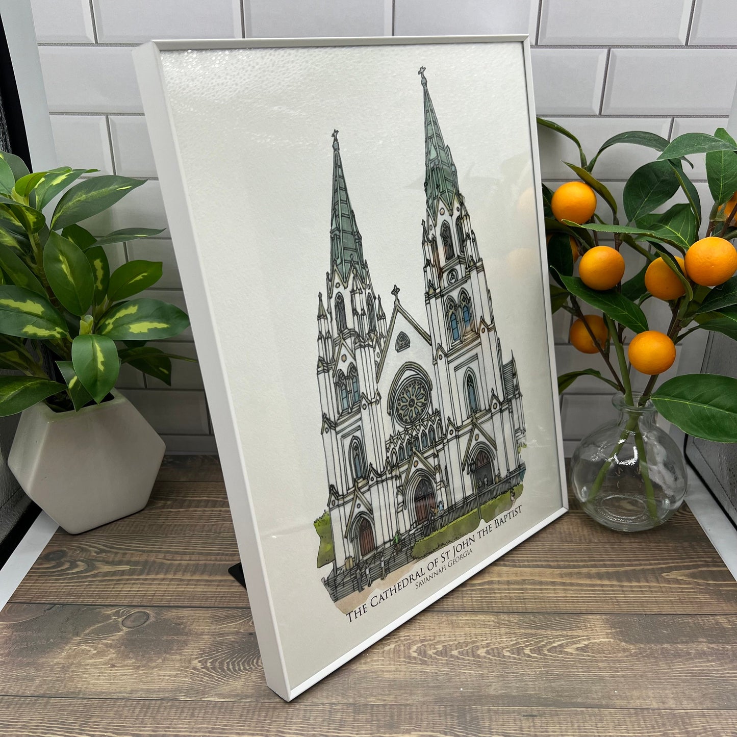 Cathedral of Saint John the Baptist Savannah Georgia watercolor painting Giclee Fine Art Print (Framed or Unframed)