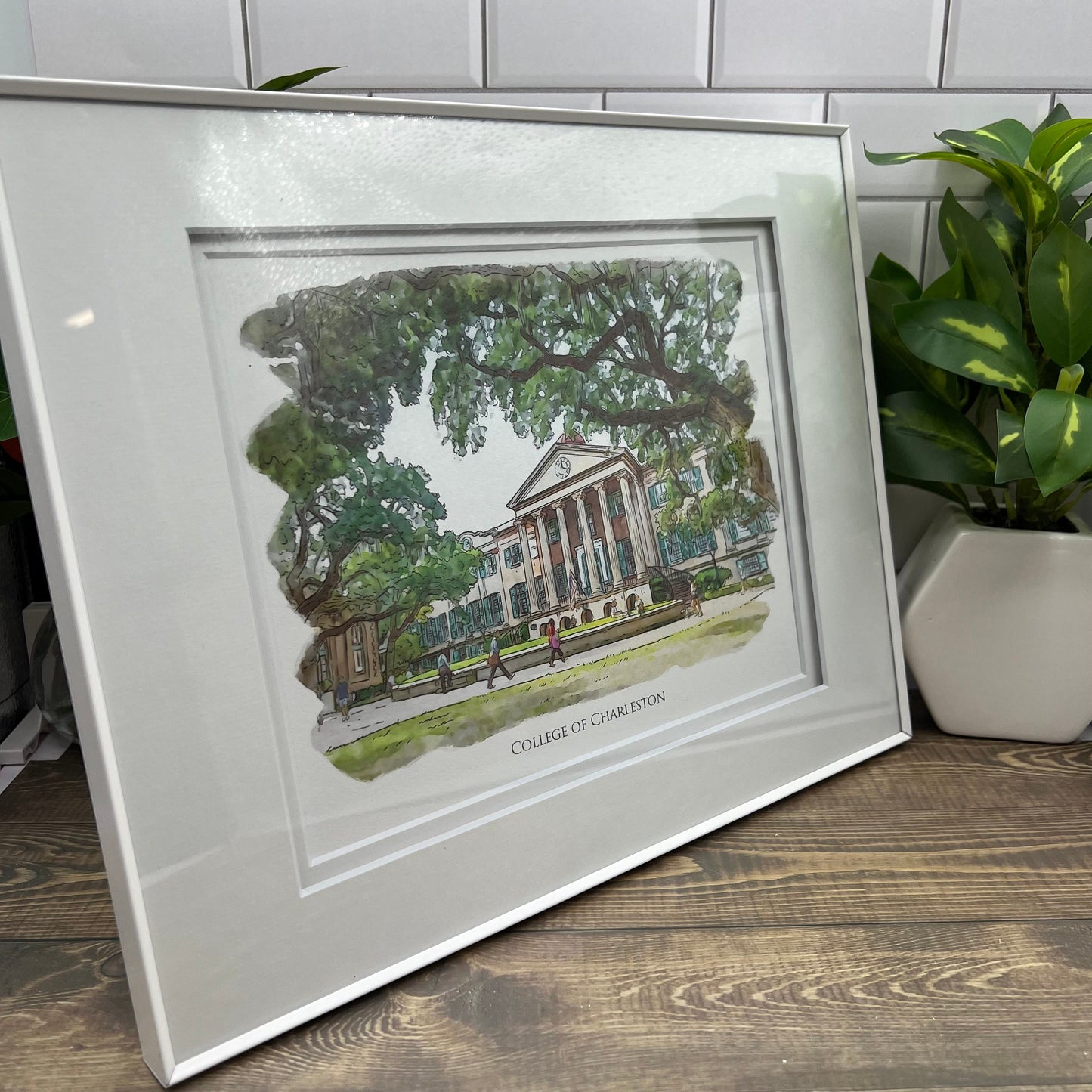 College of Charleston South Carolina watercolor painting Giclee Fine Art Print (Framed or Unframed)