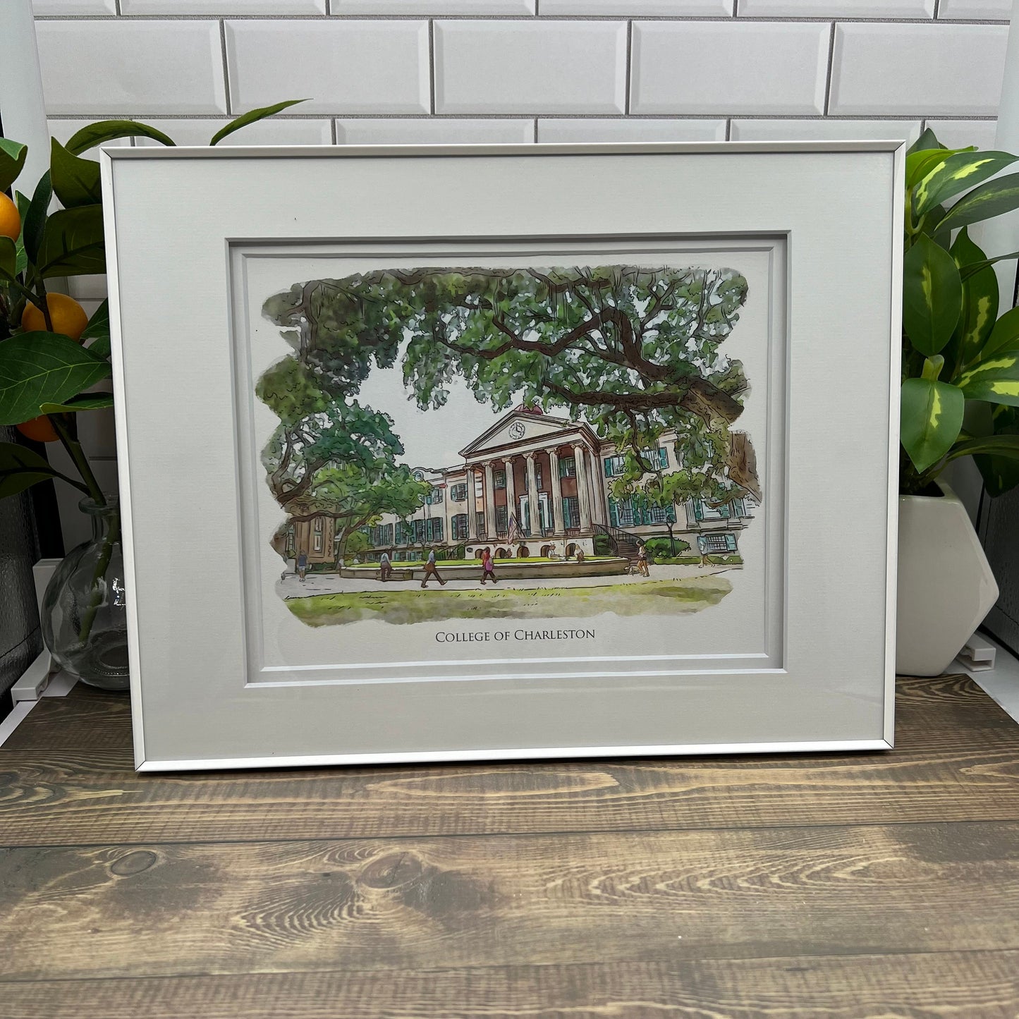 College of Charleston South Carolina watercolor painting Giclee Fine Art Print (Framed or Unframed)