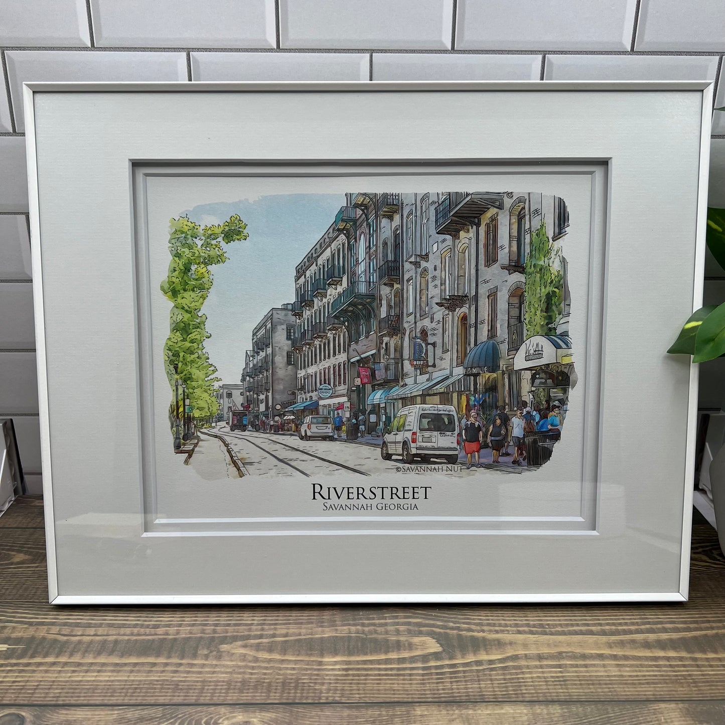 Historic Riverstreet Savannah Georgia watercolor painting Giclee Fine Art Print (Framed or Unframed)