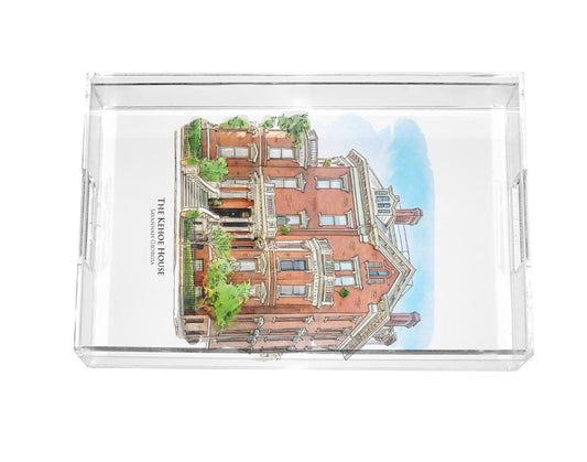 watercolor painting of the Kehoe House in Savannah Georgia acrylic serving tray