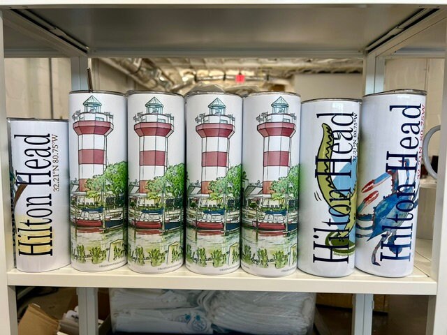 Habourtown lighthouse Hilton Head Island South Carolina printed on a 30 ounce double insulated tumbler