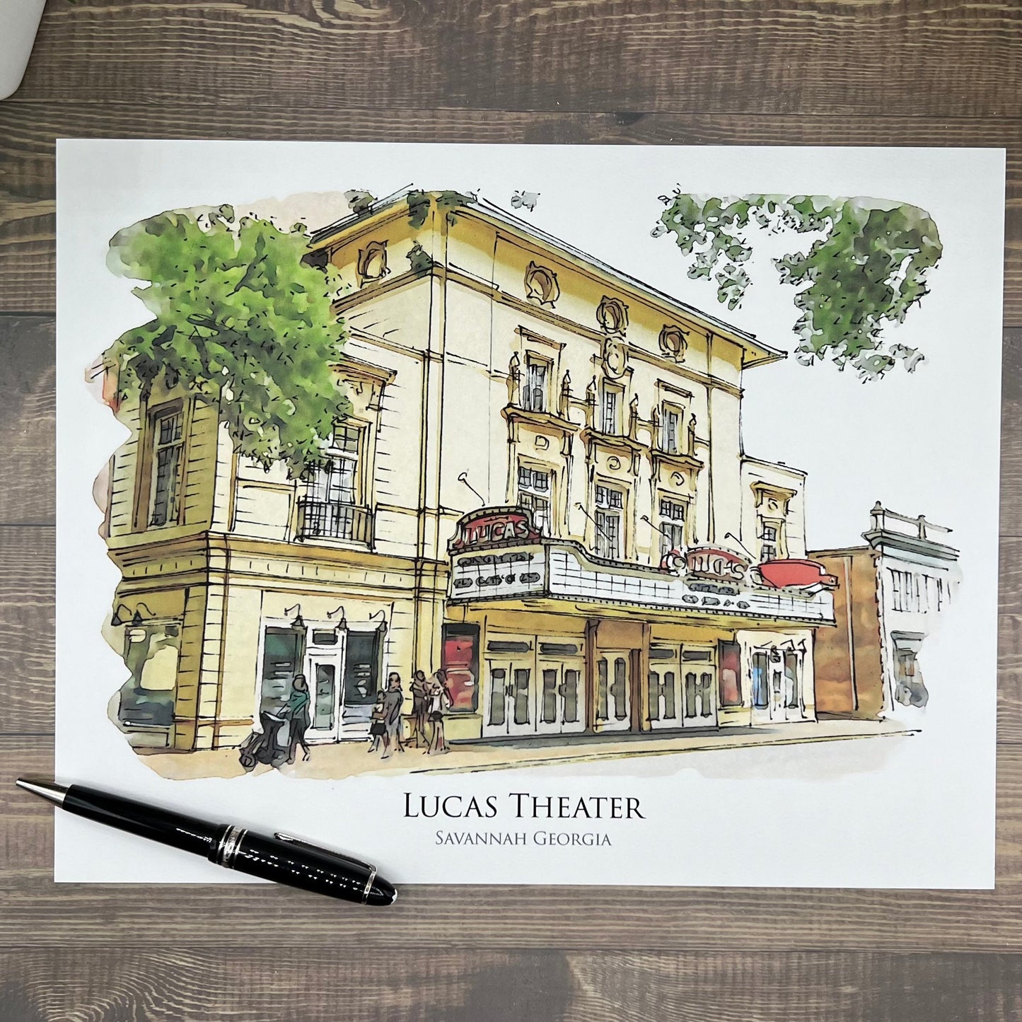 Lucas Theater SCAD Savannah Georgia watercolor painting Giclee Fine Art Print (Framed or Unframed)