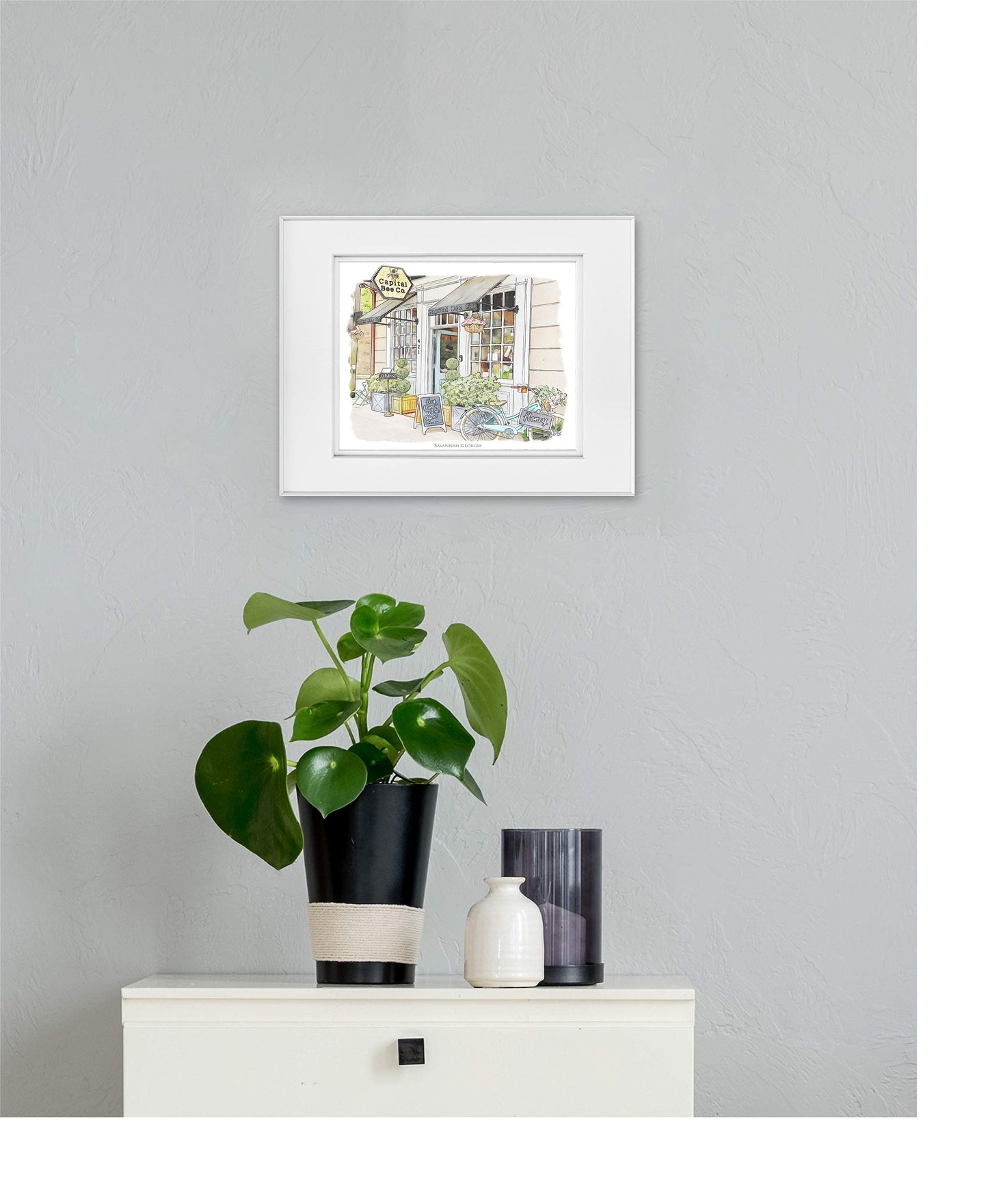 The Capital Bee shop on Broughton Street in Savannah Georgia watercolor painting giclée fine art print (framed or unframed)