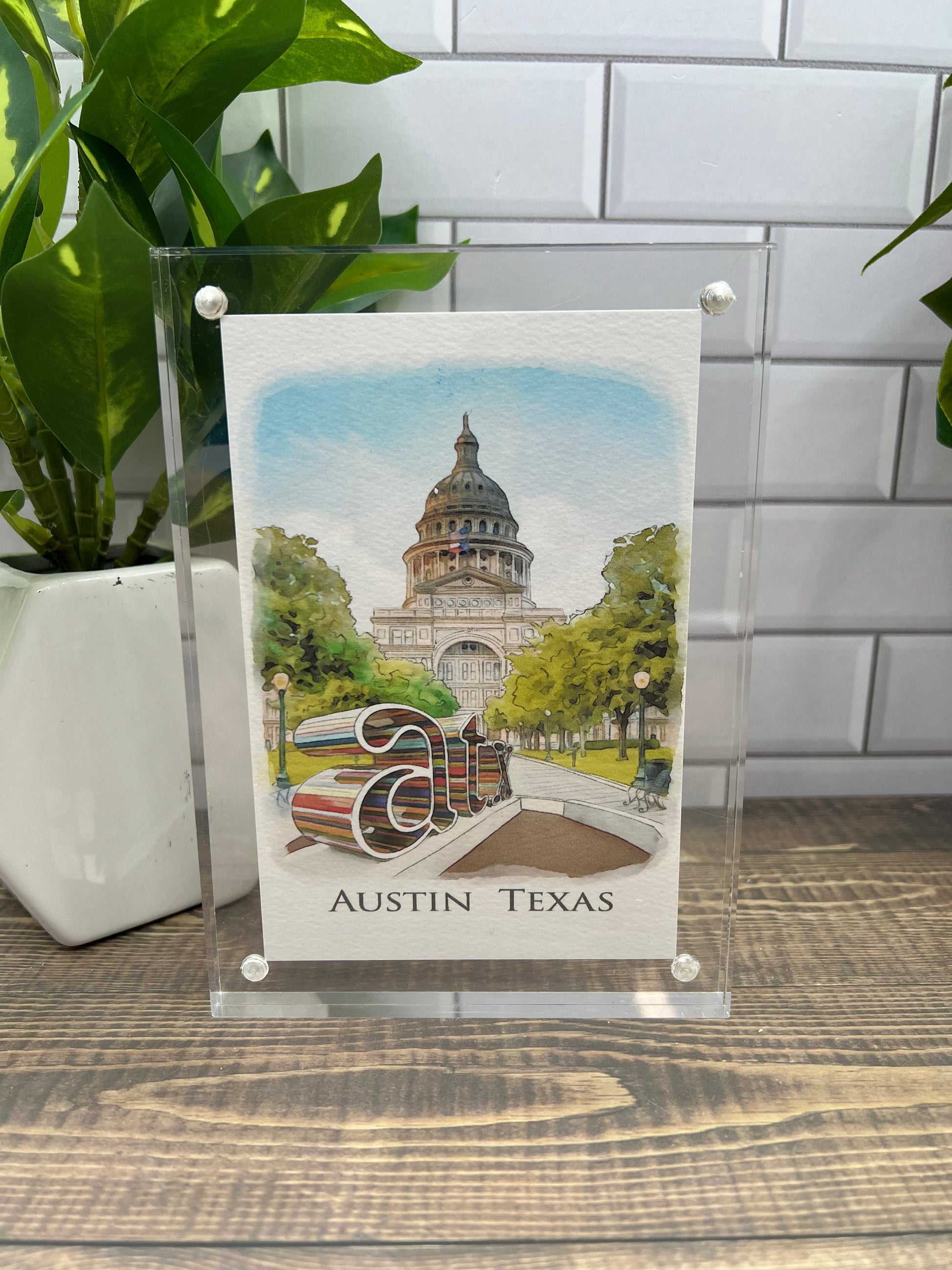 Austin Texas Watercolor Painting Giclee Fine Art Print | Original Austin Texas Art | Austin Texas Gift | Bridesmaid Gift | Wedding Gift |