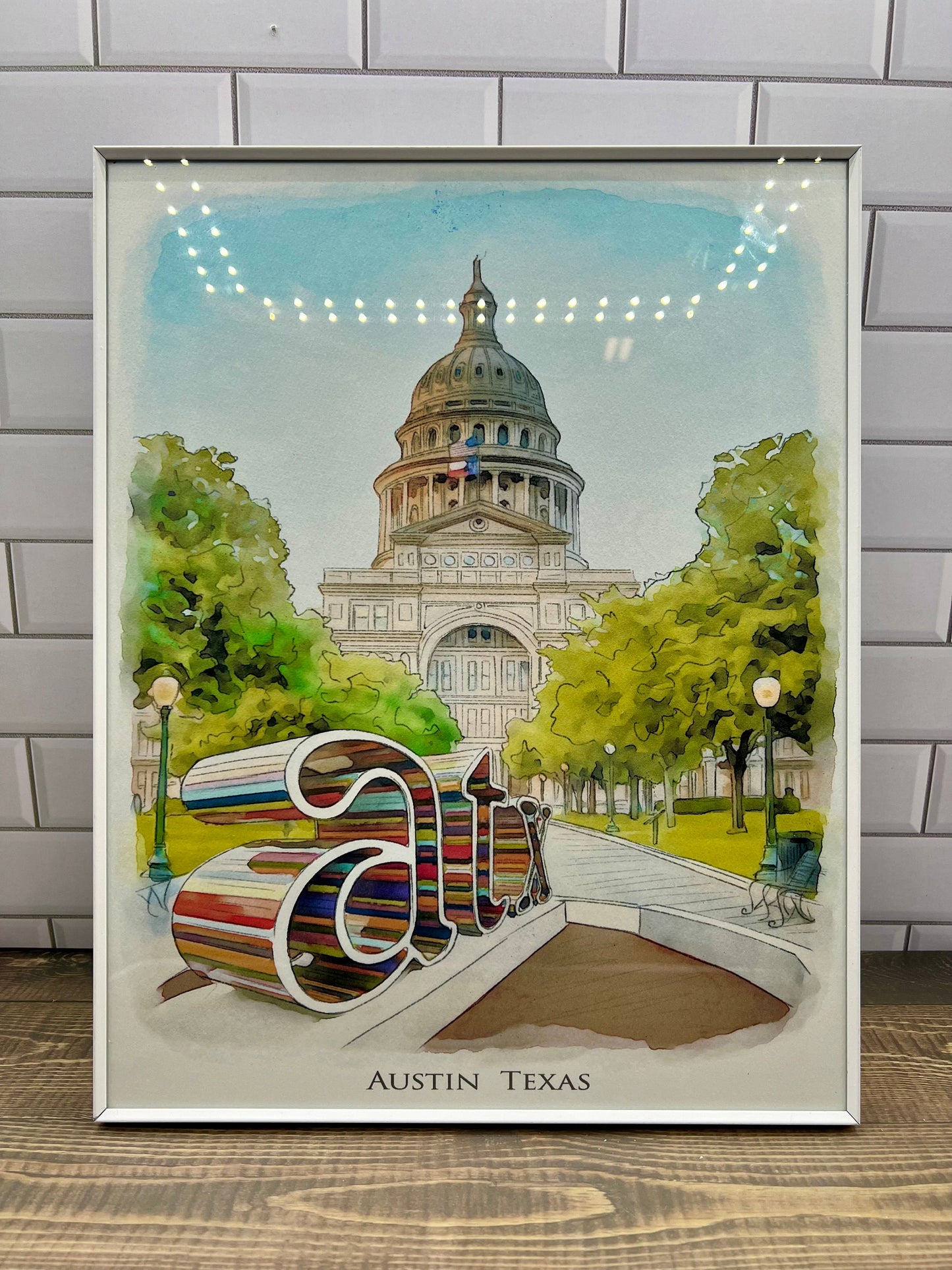 Austin Texas Watercolor Painting Giclee Fine Art Print | Original Austin Texas Art | Austin Texas Gift | Bridesmaid Gift | Wedding Gift |