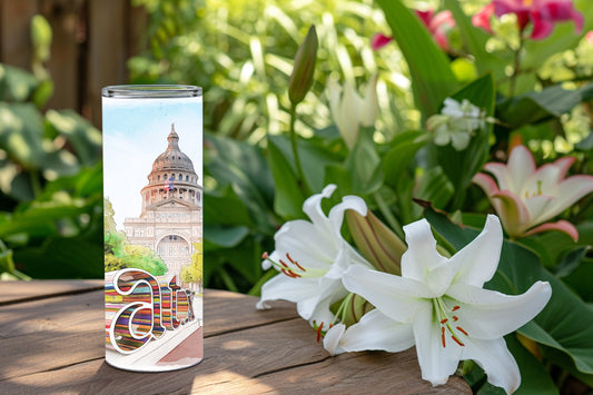 Austin Texas 20 ounce Tumbler | Austin Texas Art | Austin Texas Gift | Texas Capitol | Watercolor Art