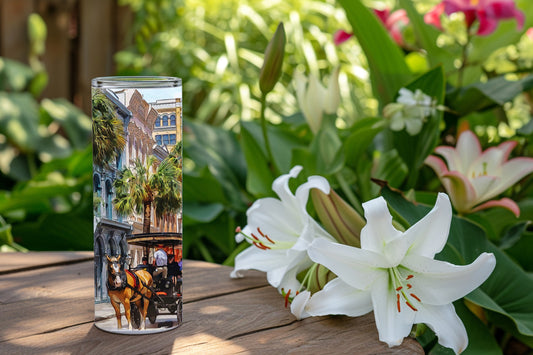 Charleston South Carolina Bachelorette weekend Bridesmaid Gift - personalized custom 20 ounce double insulated tumbler - Carriage Tour