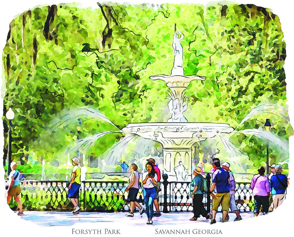 Savannah Georgia 20 ounce Tumbler | Savannah Art | Savannah Georgia Gift | Historic Savannah | Forsyth Park Fountain | Watercolor Painting