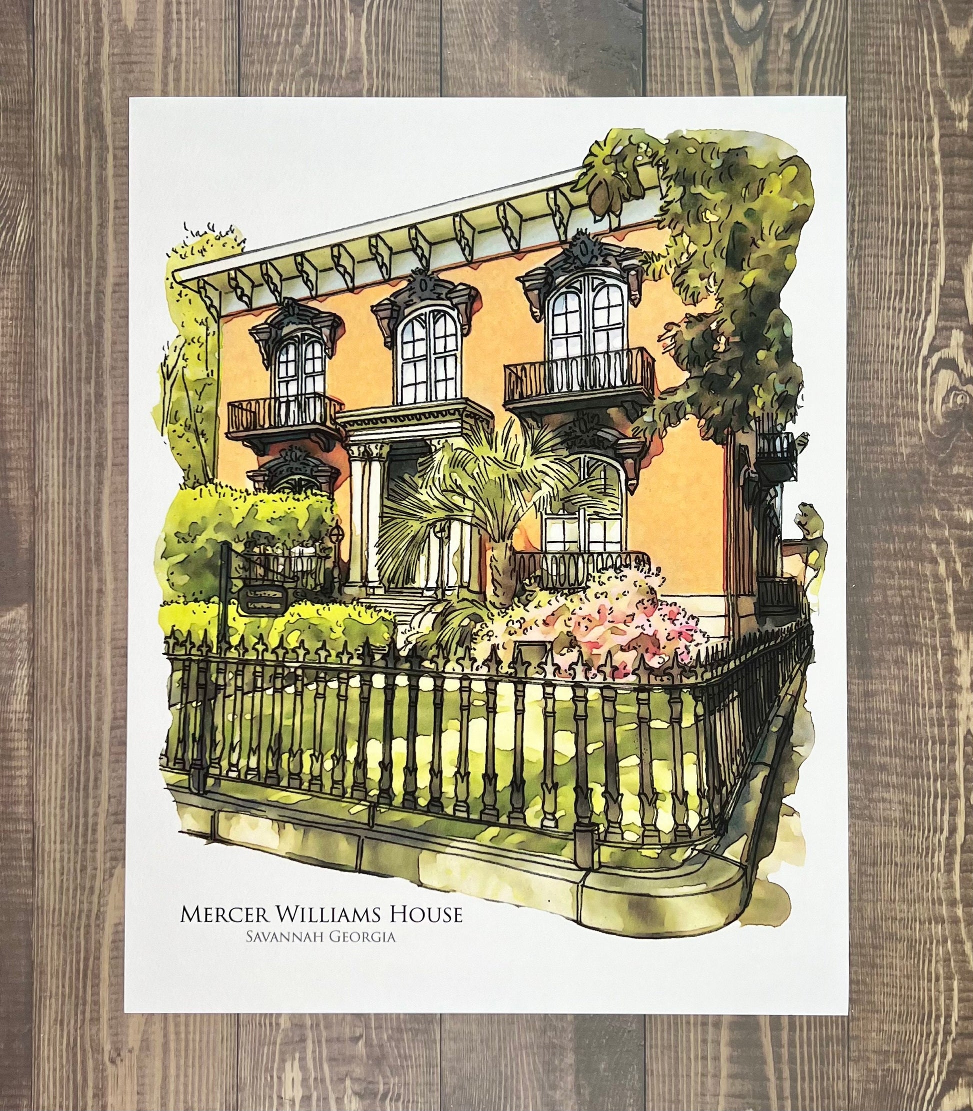 Mercer Williams House Savannah Georgia watercolor painting giclée fine art print (framed or un-framed)