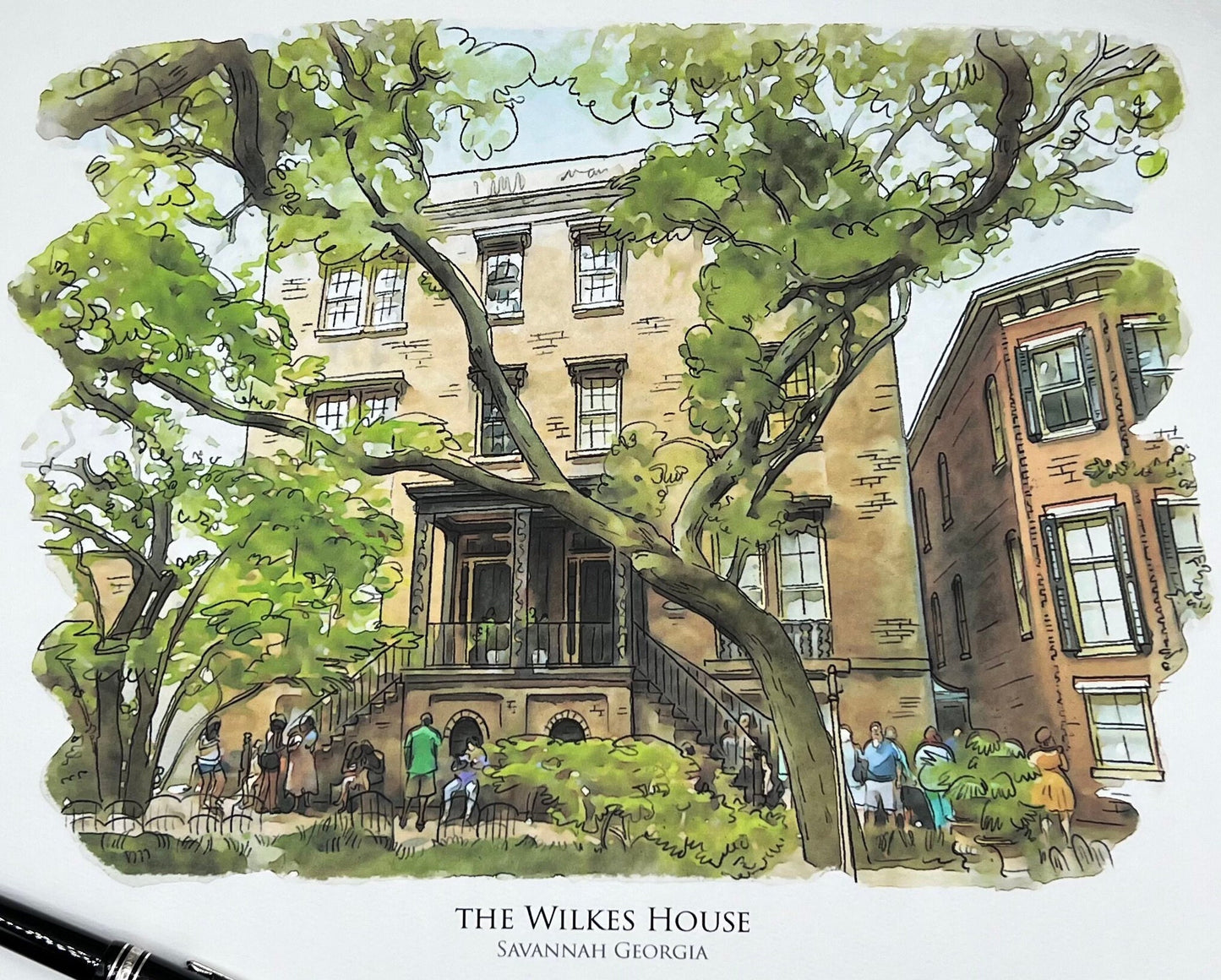 Wilkes House Savannah Georgia watercolor painting giclee fine art print