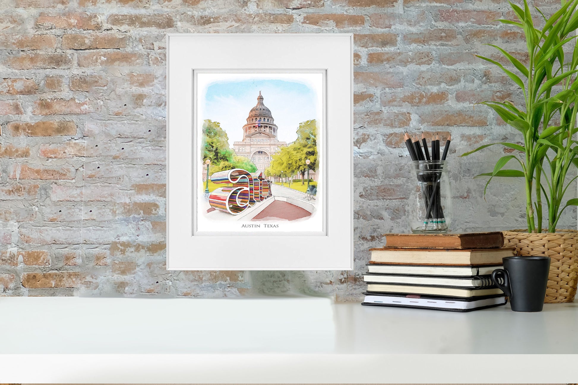 Austin Texas Watercolor Painting Giclee Fine Art Print | Original Austin Texas Art | Austin Texas Gift | Bridesmaid Gift | Wedding Gift |