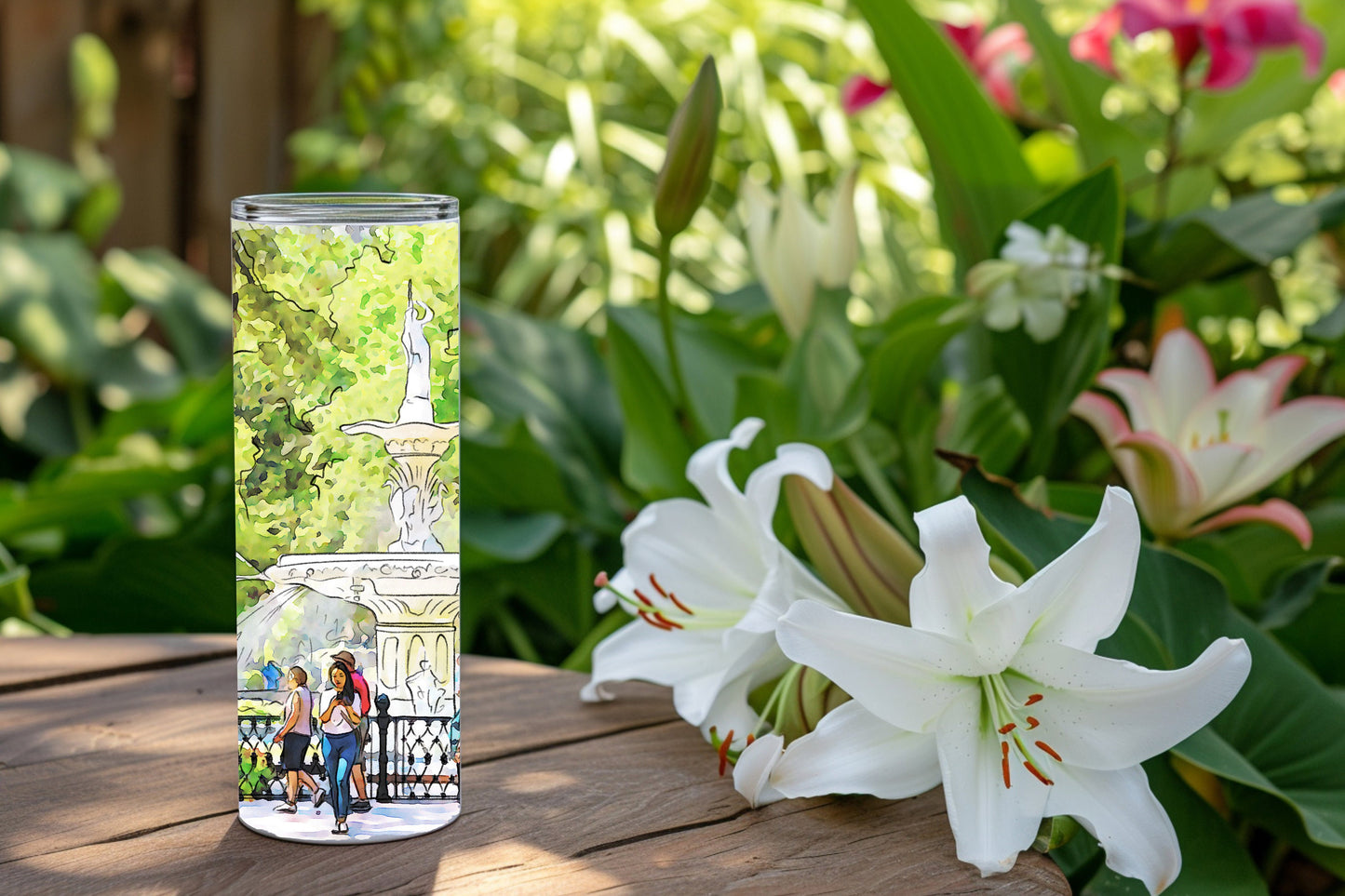 Savannah Georgia 20 ounce Tumbler | Savannah Art | Savannah Georgia Gift | Historic Savannah | Forsyth Park Fountain | Watercolor Painting