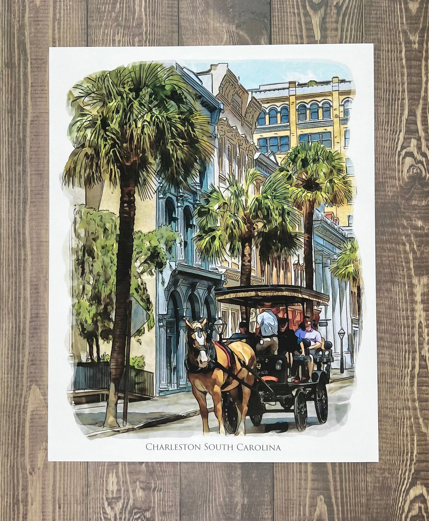 Charleston Carriage Tour South Carolina watercolor painting giclée fine art print (framed or unframed)