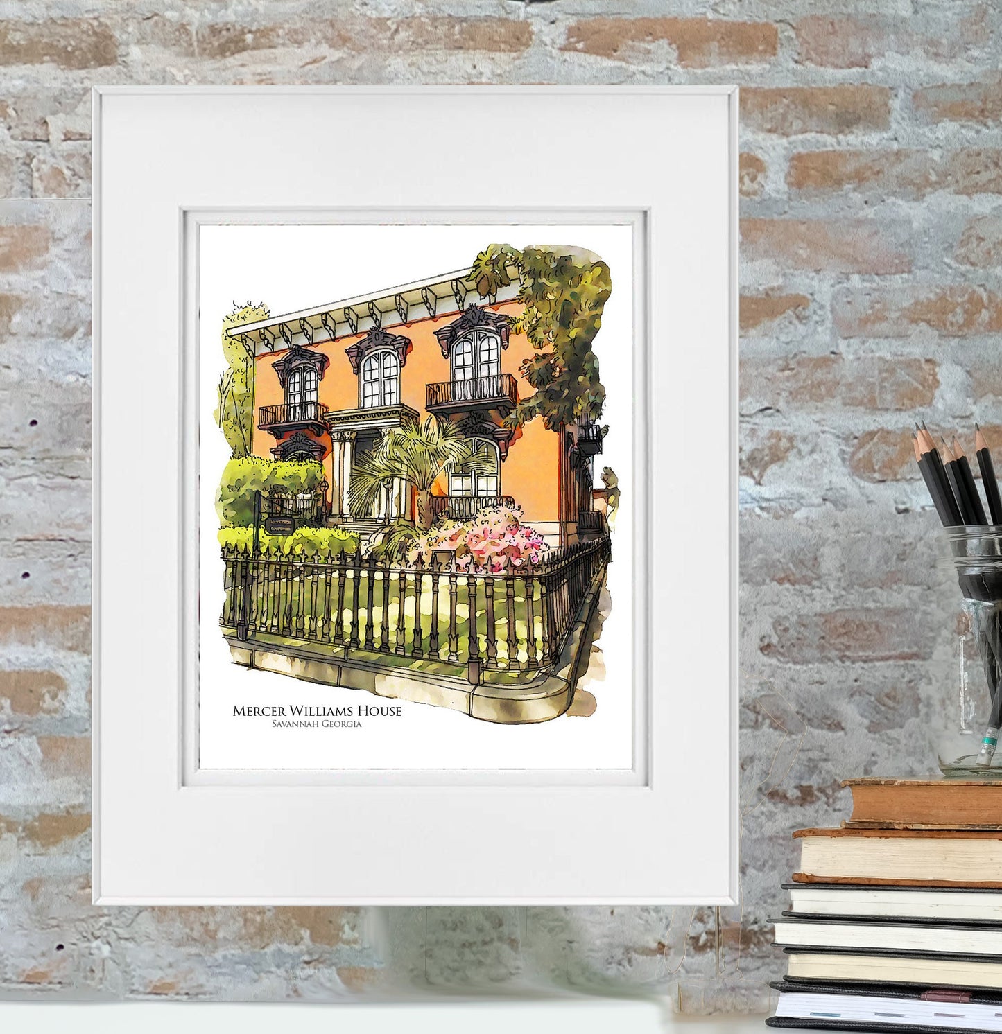 Mercer Williams House Savannah Georgia watercolor painting giclée fine art print (framed or un-framed)