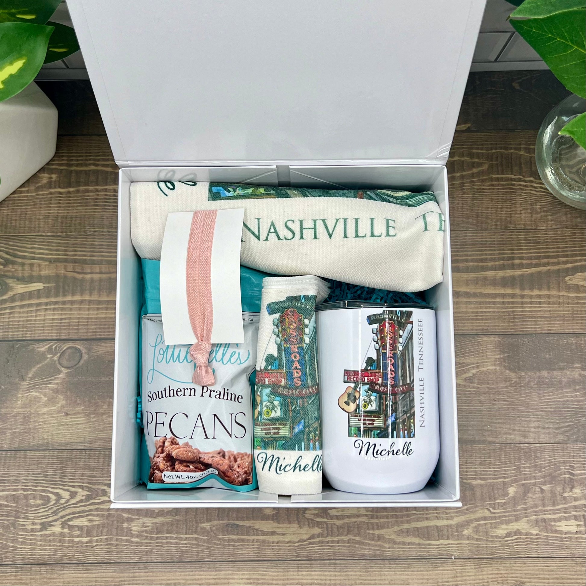 Bridesmaid Gift Box - featuring our Nashville Tennessee watercolor painting - Personalized Maid Matron of honor gift - flower girl gift