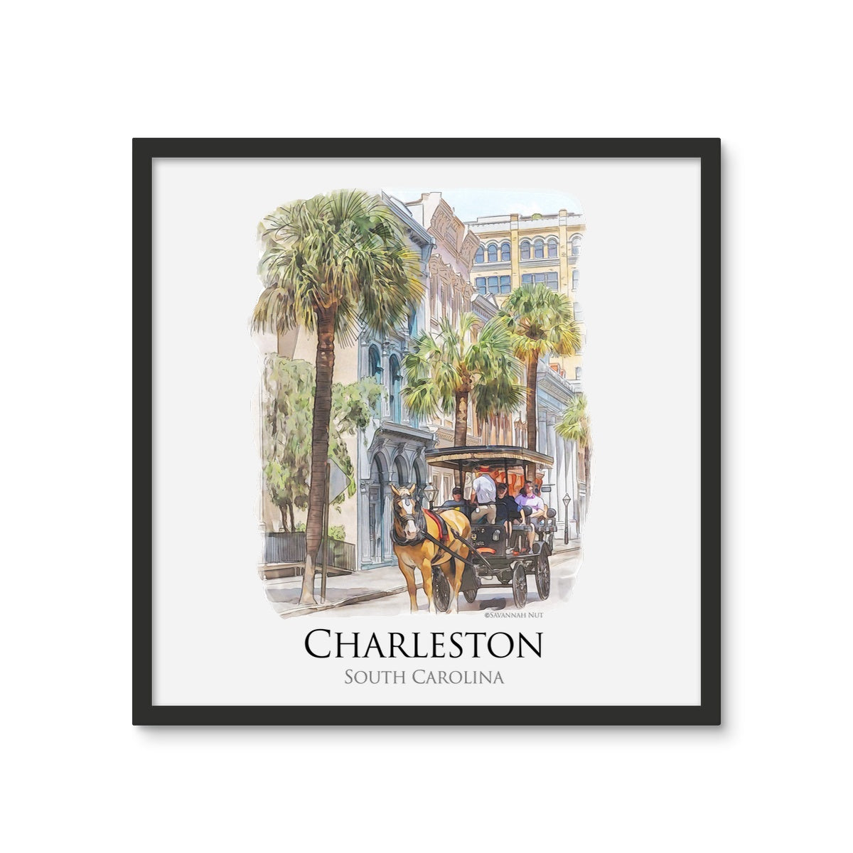 Charleston Carriage Tour Framed Photo Tile