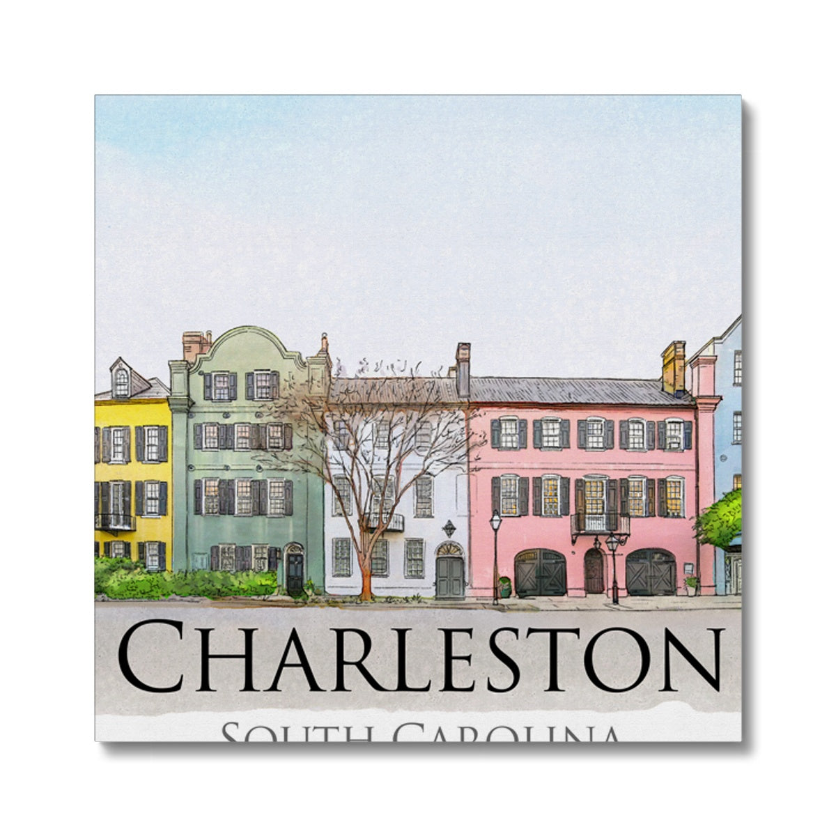 Charleston Rainbow Row Canvas