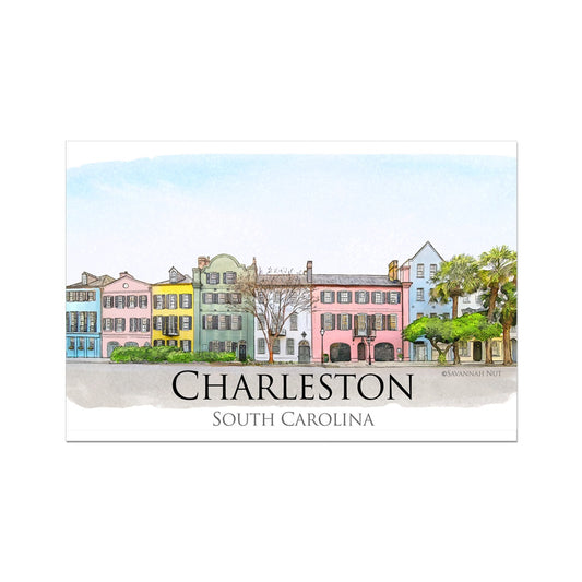 Charleston Rainbow Row Rolled Canvas