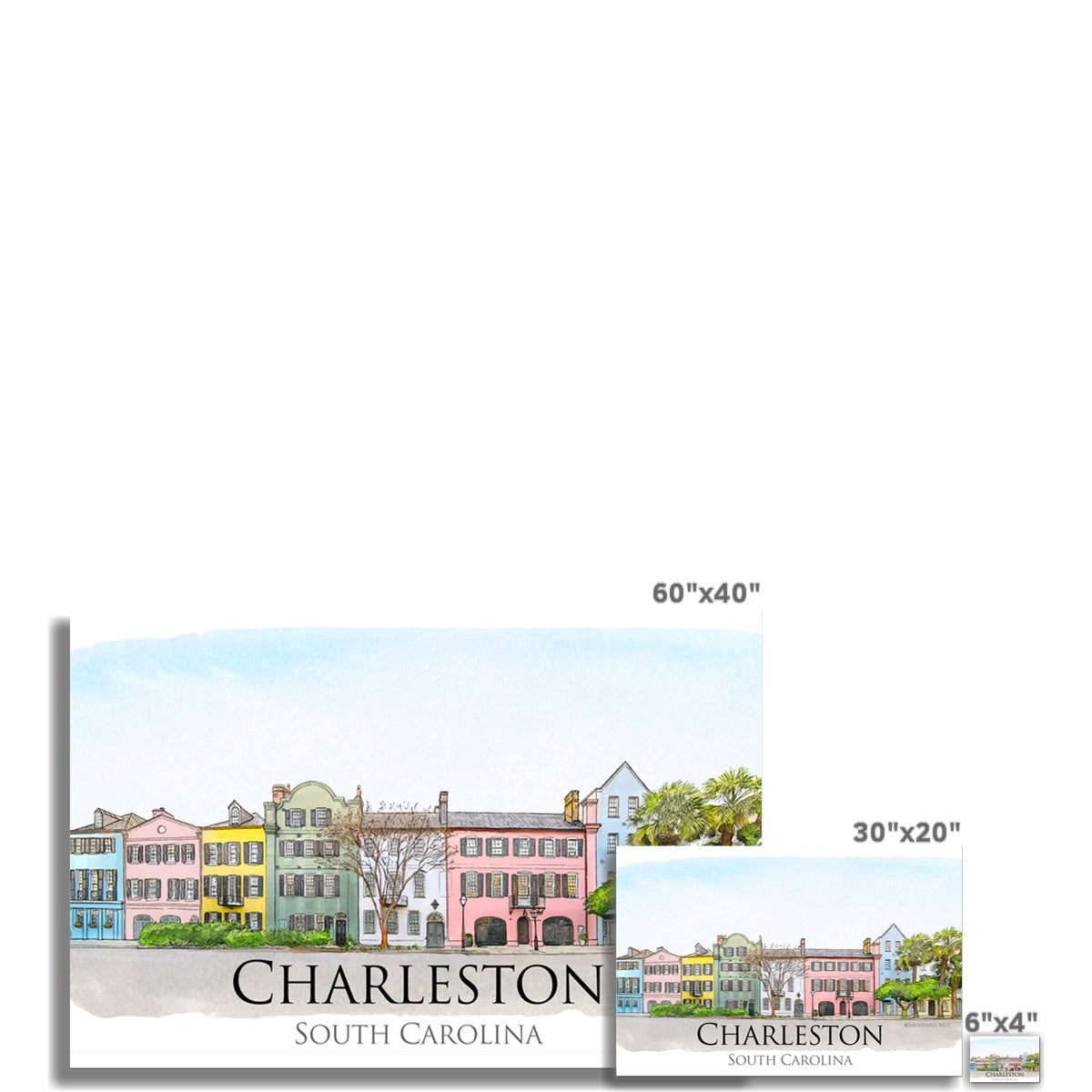 Charleston Rainbow Row Hahnemühle Photo Rag Print