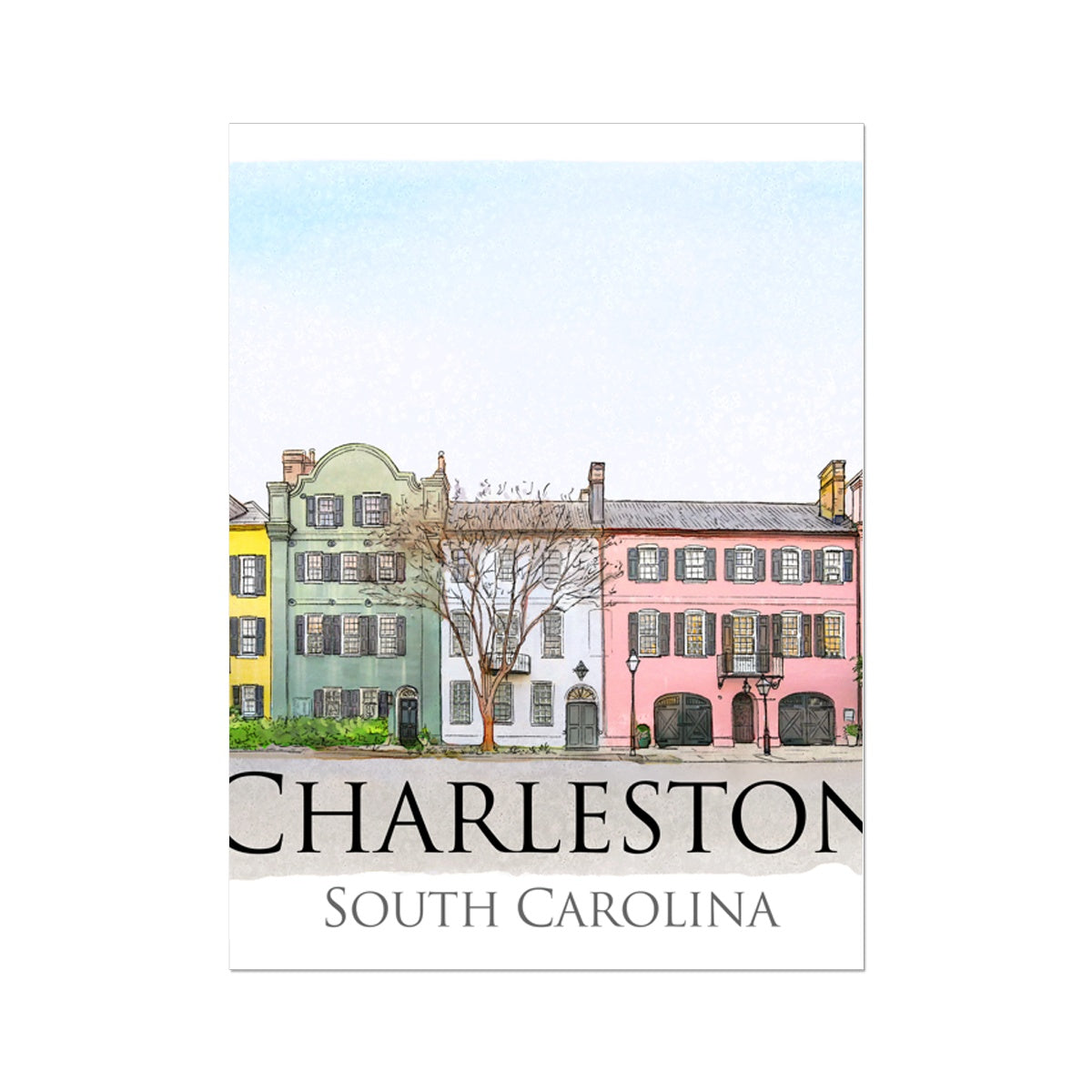 Charleston Rainbow Row Wall Art Poster