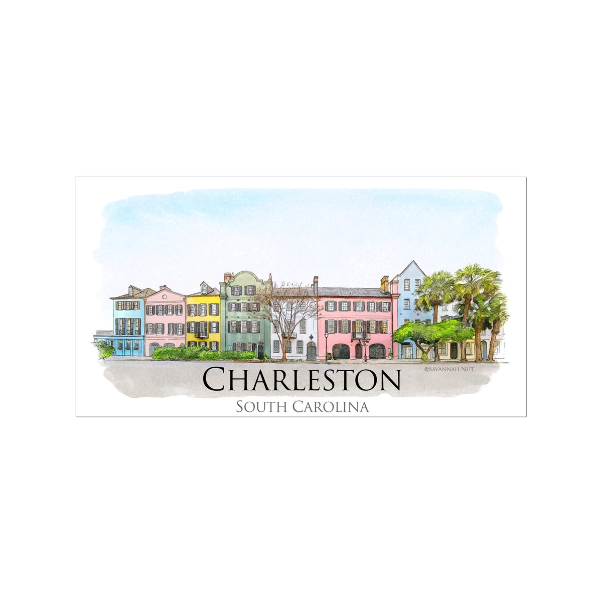 Charleston Rainbow Row Temporary Tattoo