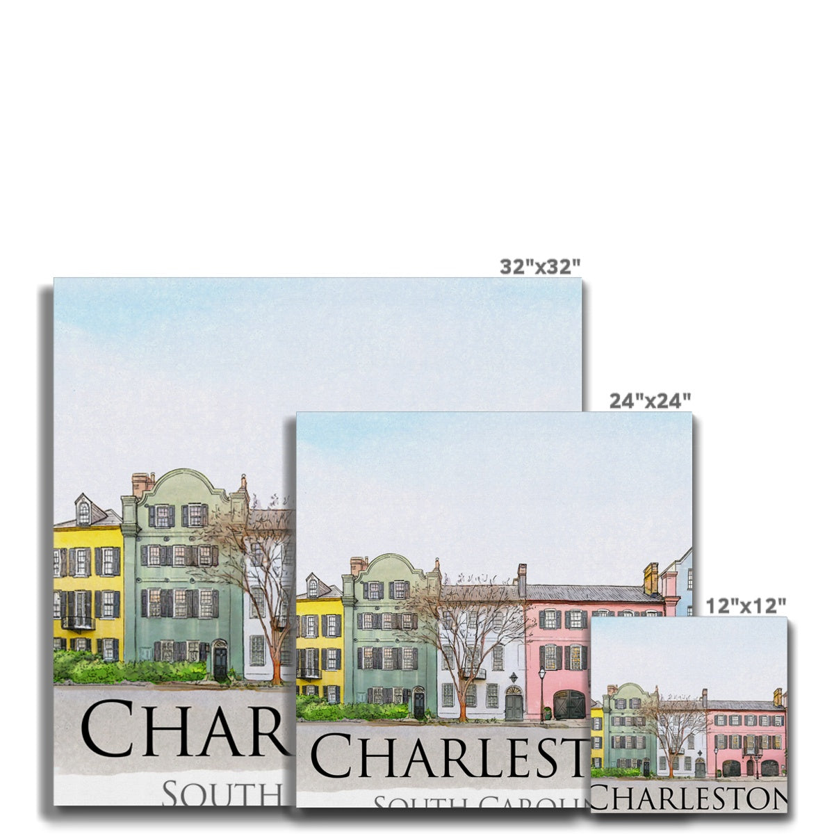 Charleston Rainbow Row Canvas