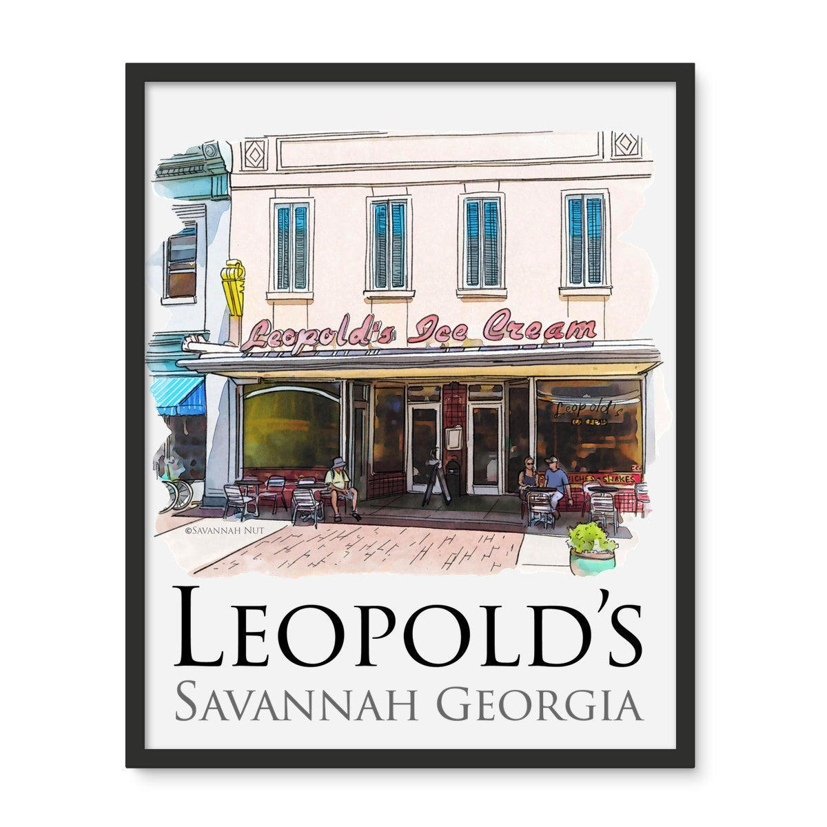 Leopold's Ice Cream Savannah Framed Photo Tile