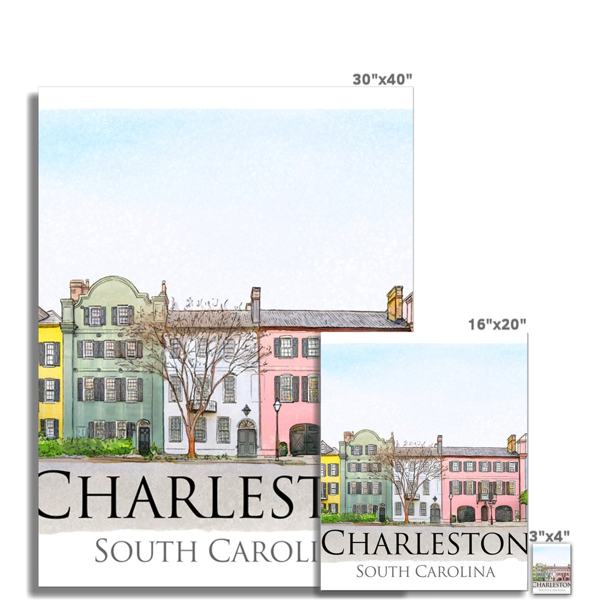 Charleston Rainbow Row C-Type Print